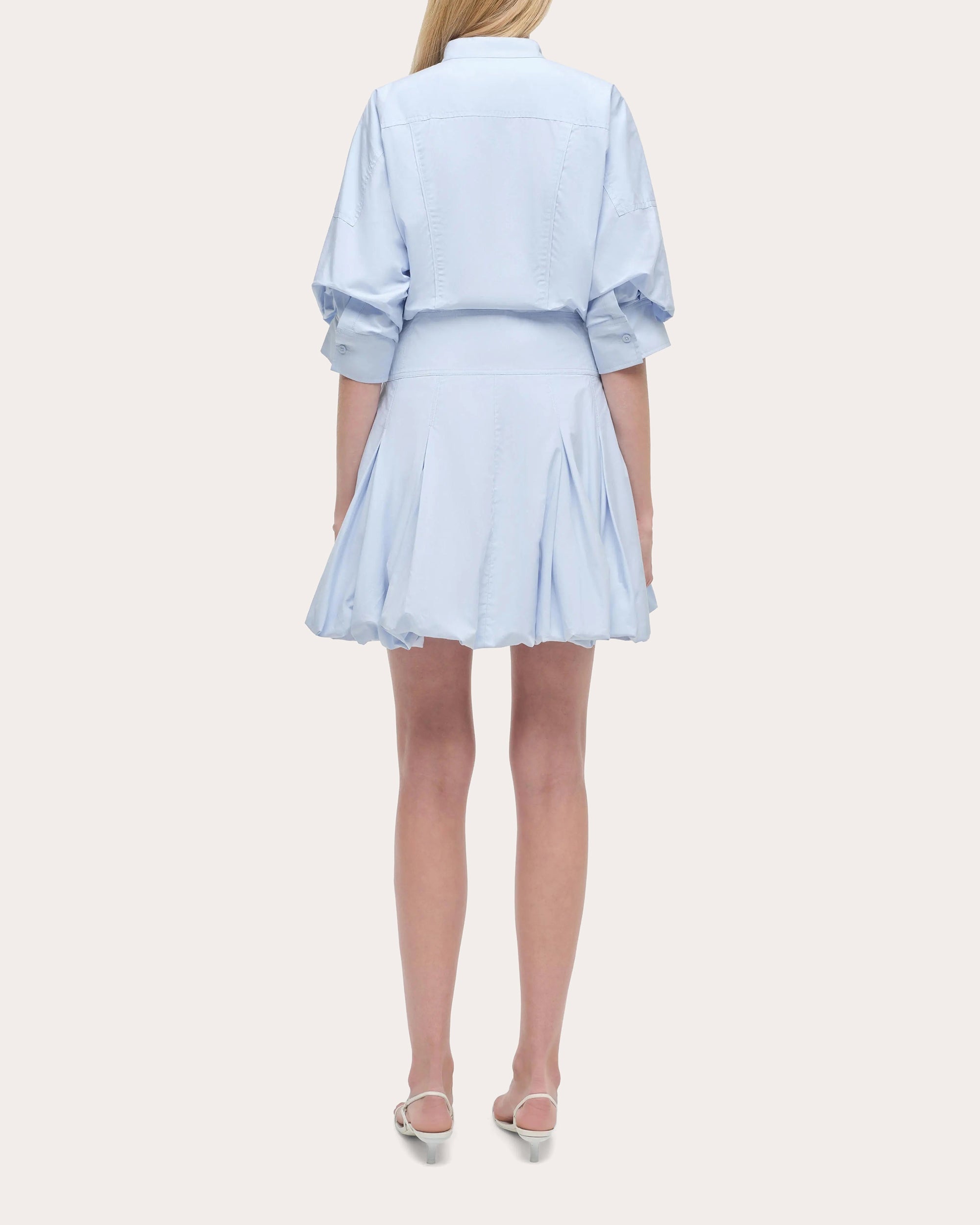 Effie Poplin Bubble-Hem Mini Shirt Dress