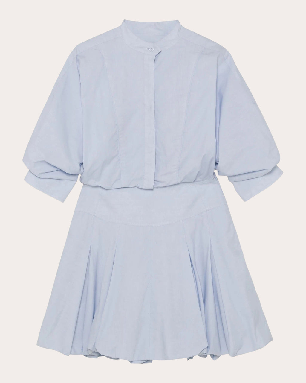 Effie Poplin Bubble-Hem Mini Shirt Dress