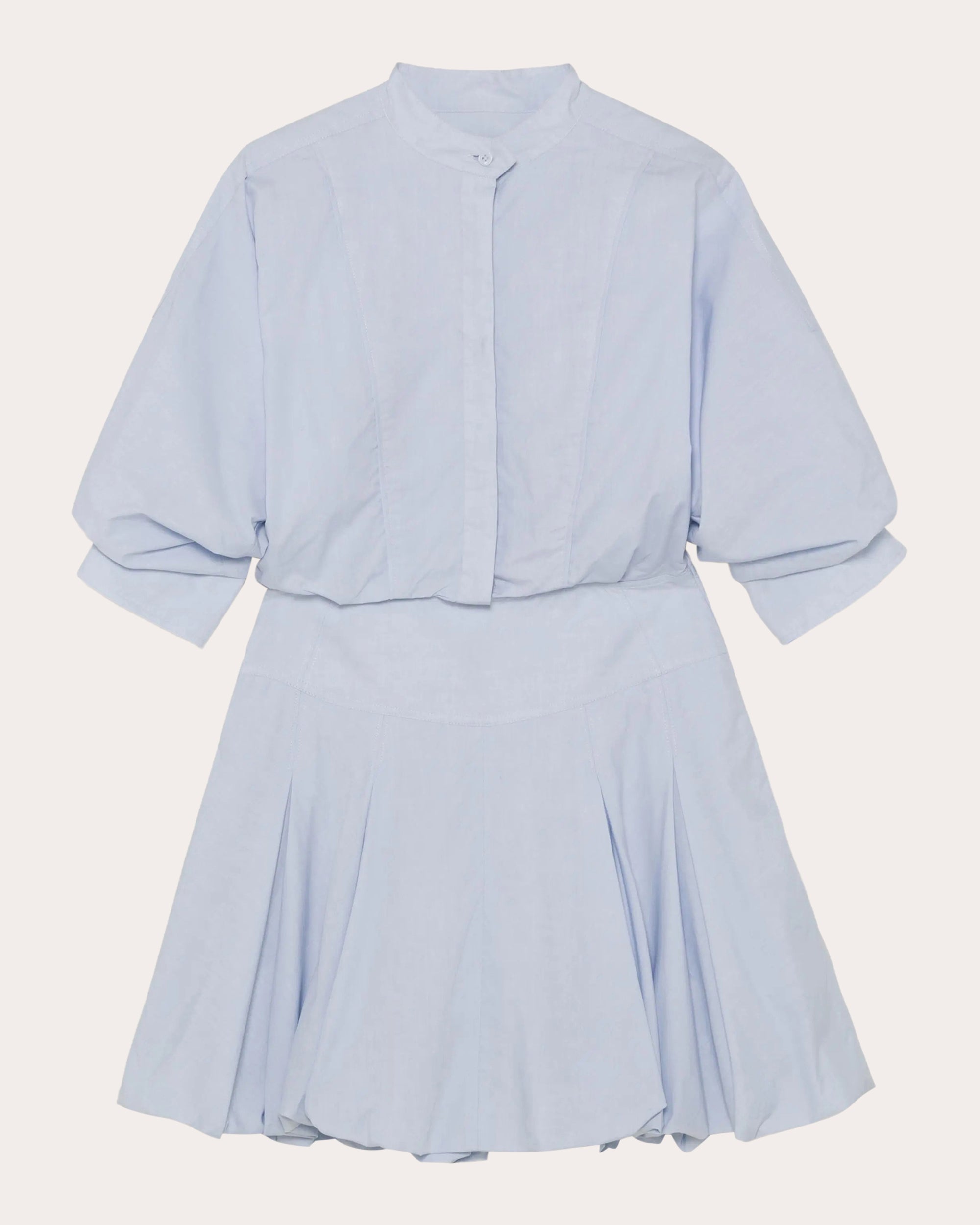 Effie Poplin Bubble-Hem Mini Shirt Dress