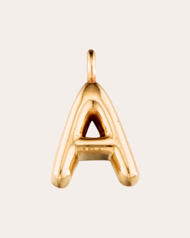 14k Gold Puffy Initial Pendant