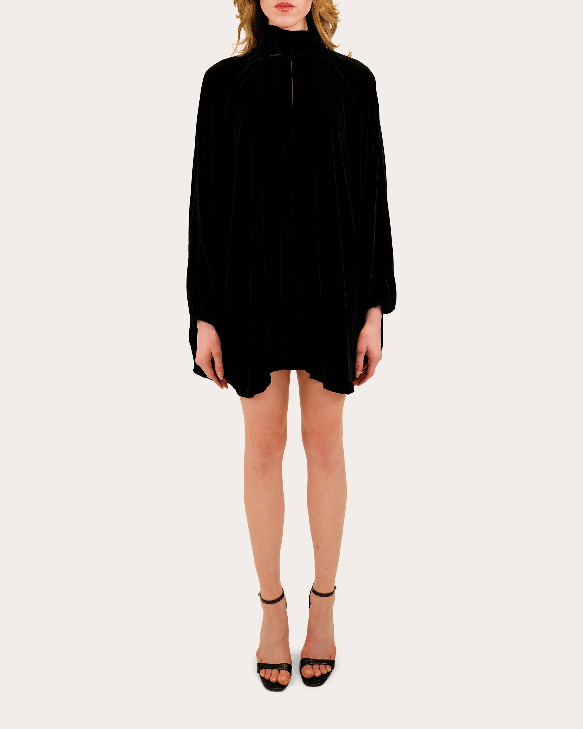 Emlyn Velvet Tie-Neck Mini Dress