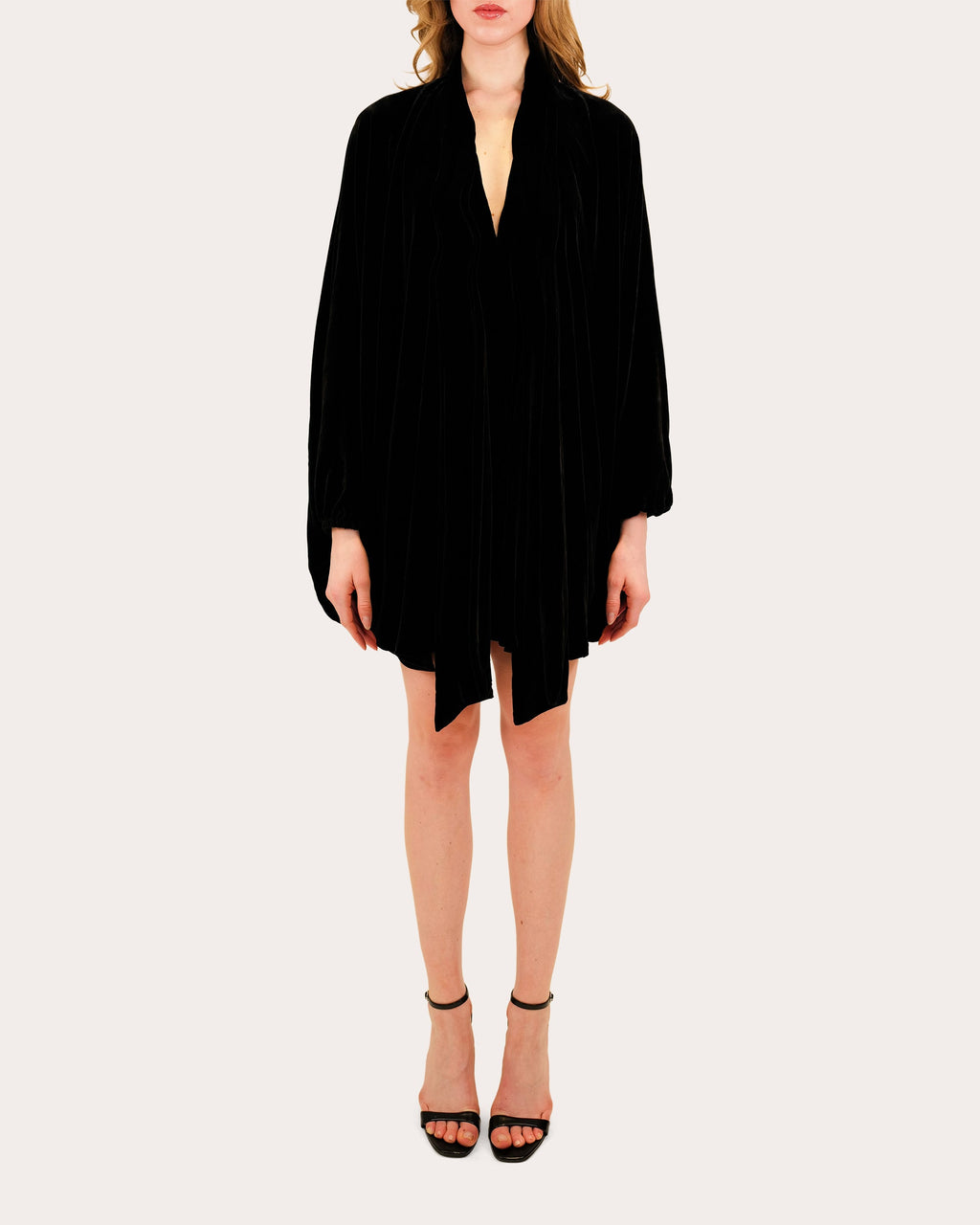 Emlyn Velvet Tie-Neck Mini Dress