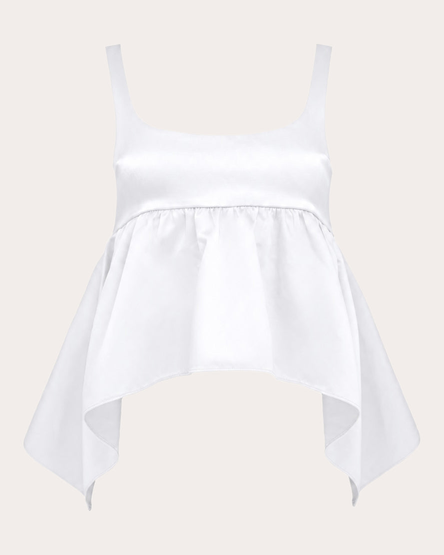 Esme Cupro Satin Empire-Waist Peplum Top