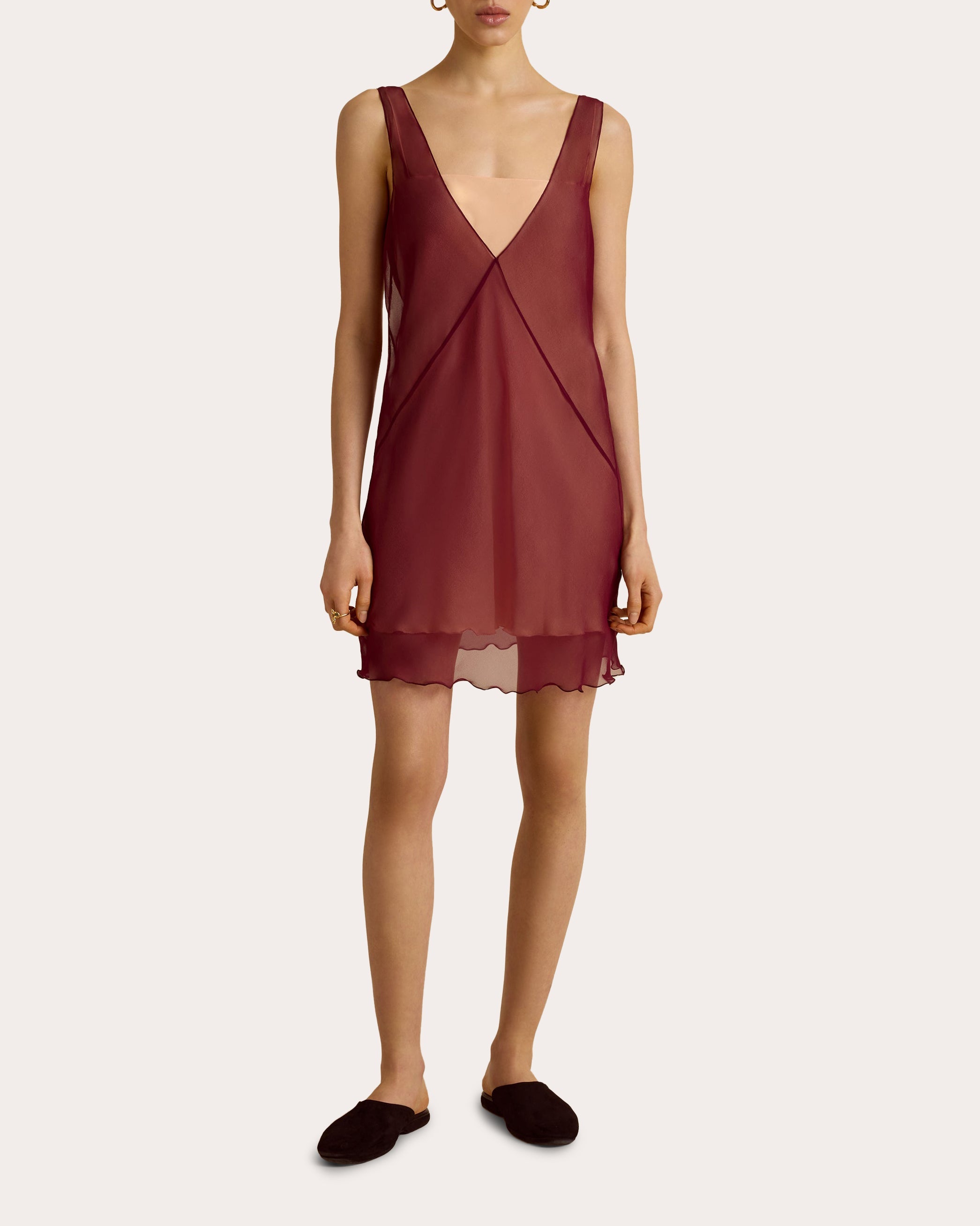 Sheer Silk Chiffon Layered Slip Dress