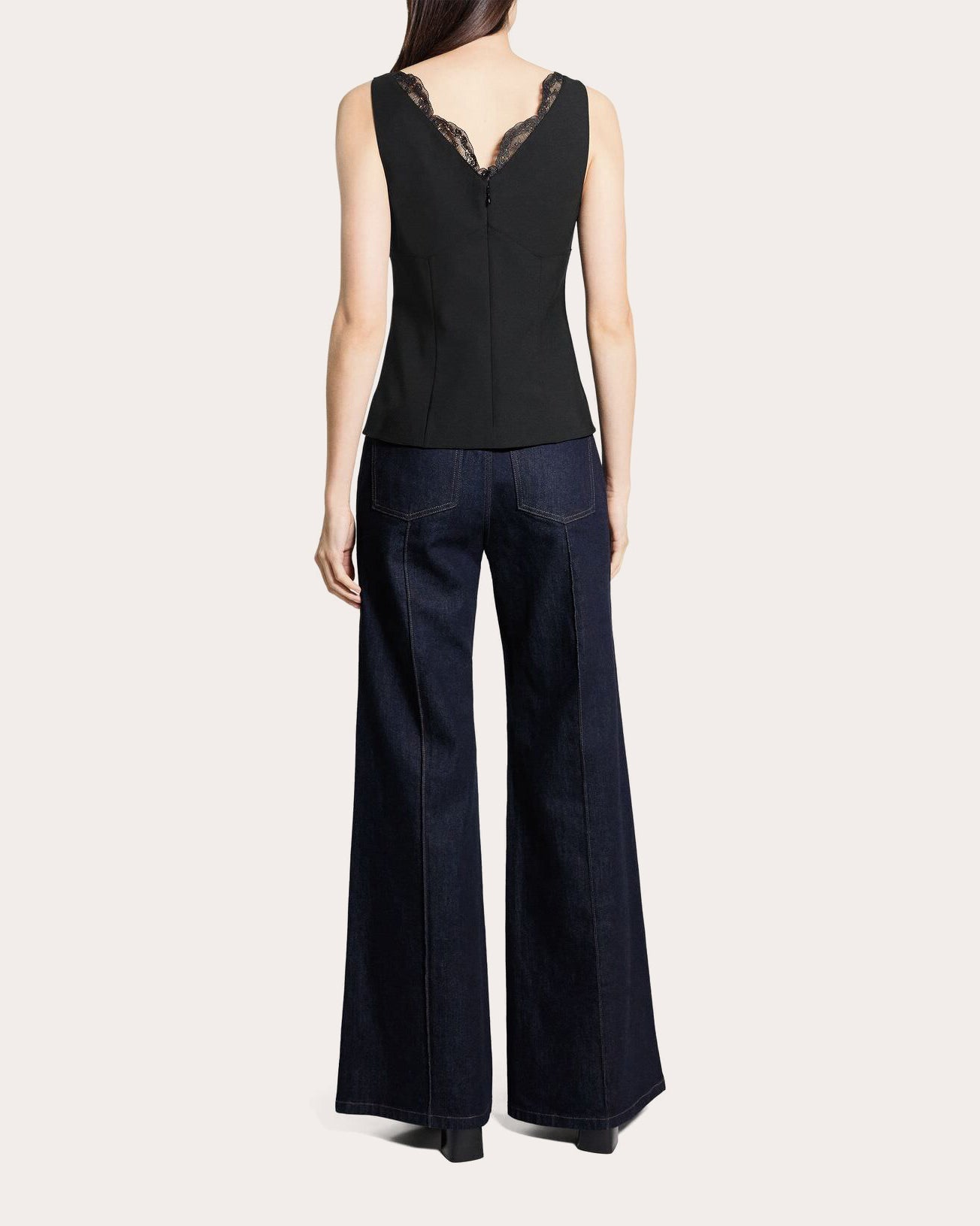 Lace V-Neck Tailored Tank Top