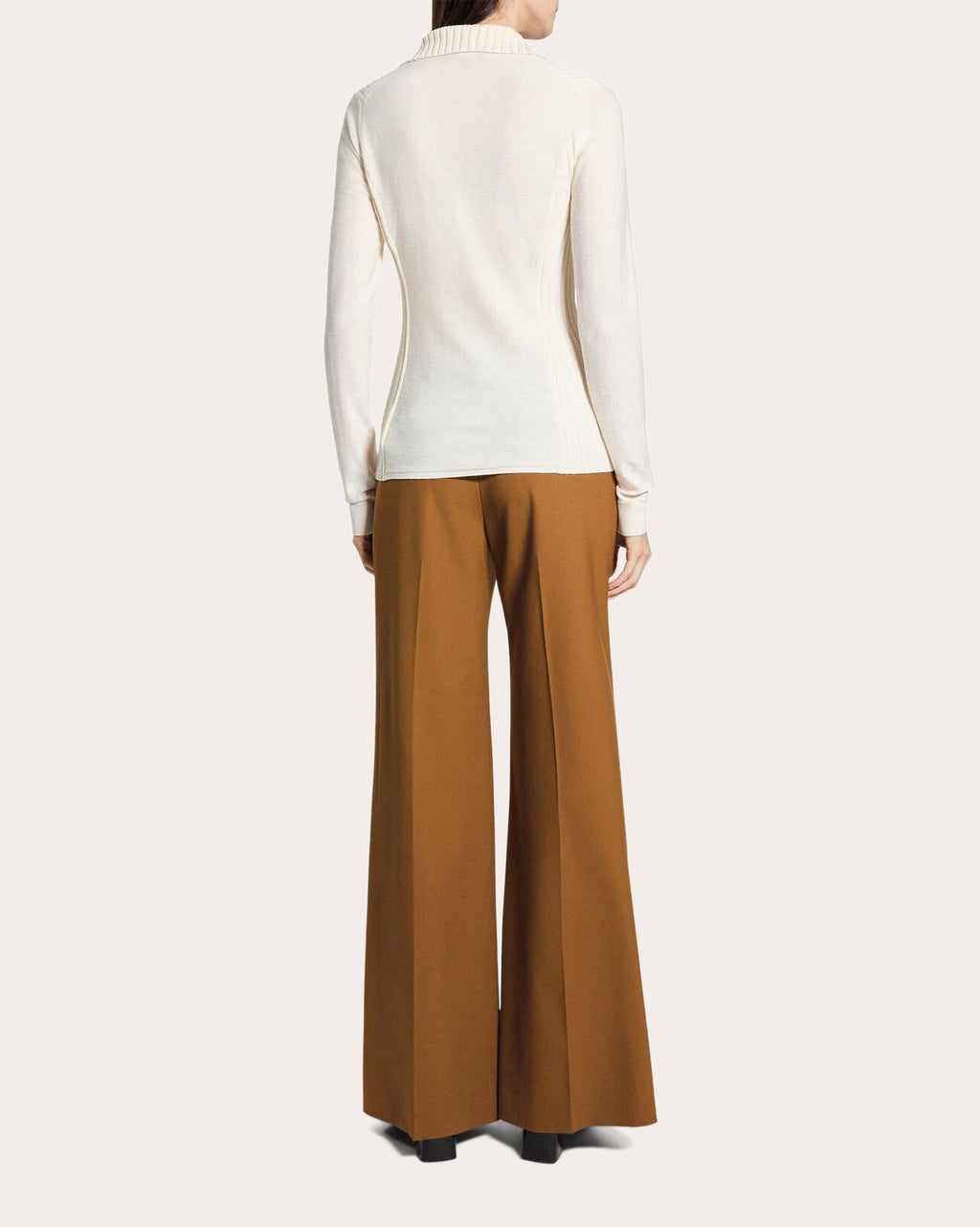 Ribbed Wool Collared Polo Sweater