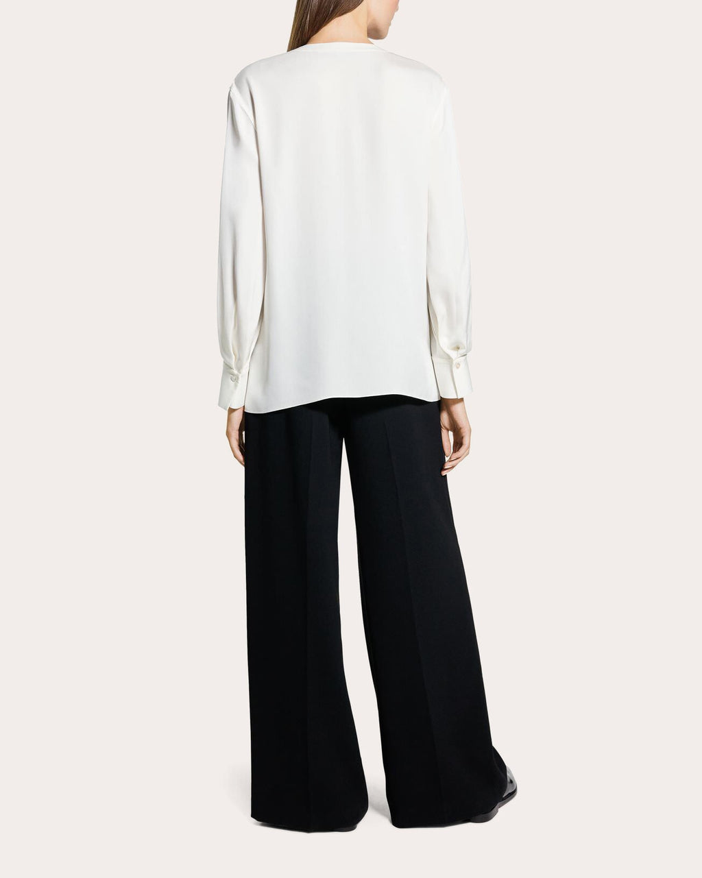 Silk Georgette Blouson-Sleeve Blouse