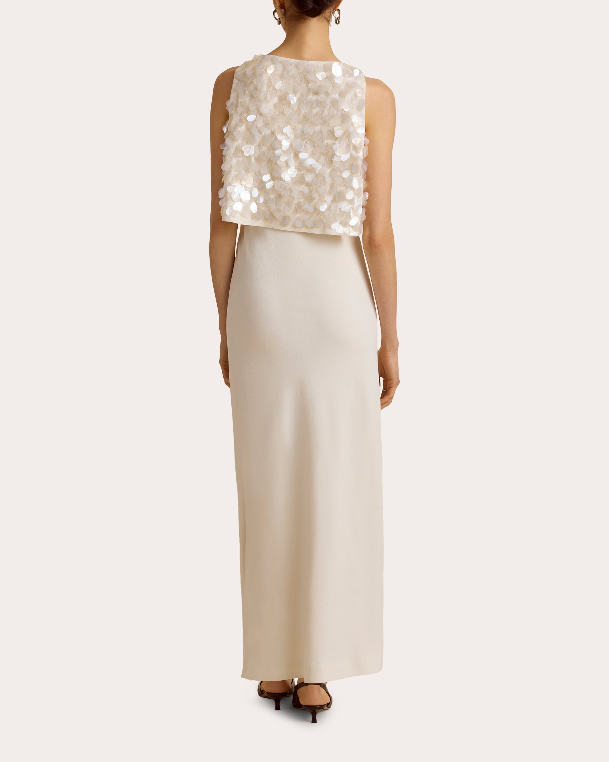 Sequin Paillette Crepe Bias Column Dress