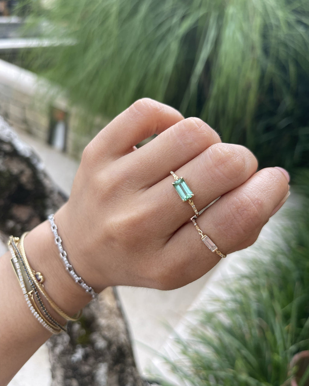Diamond & Mint Tourmaline Petite Circle Ring