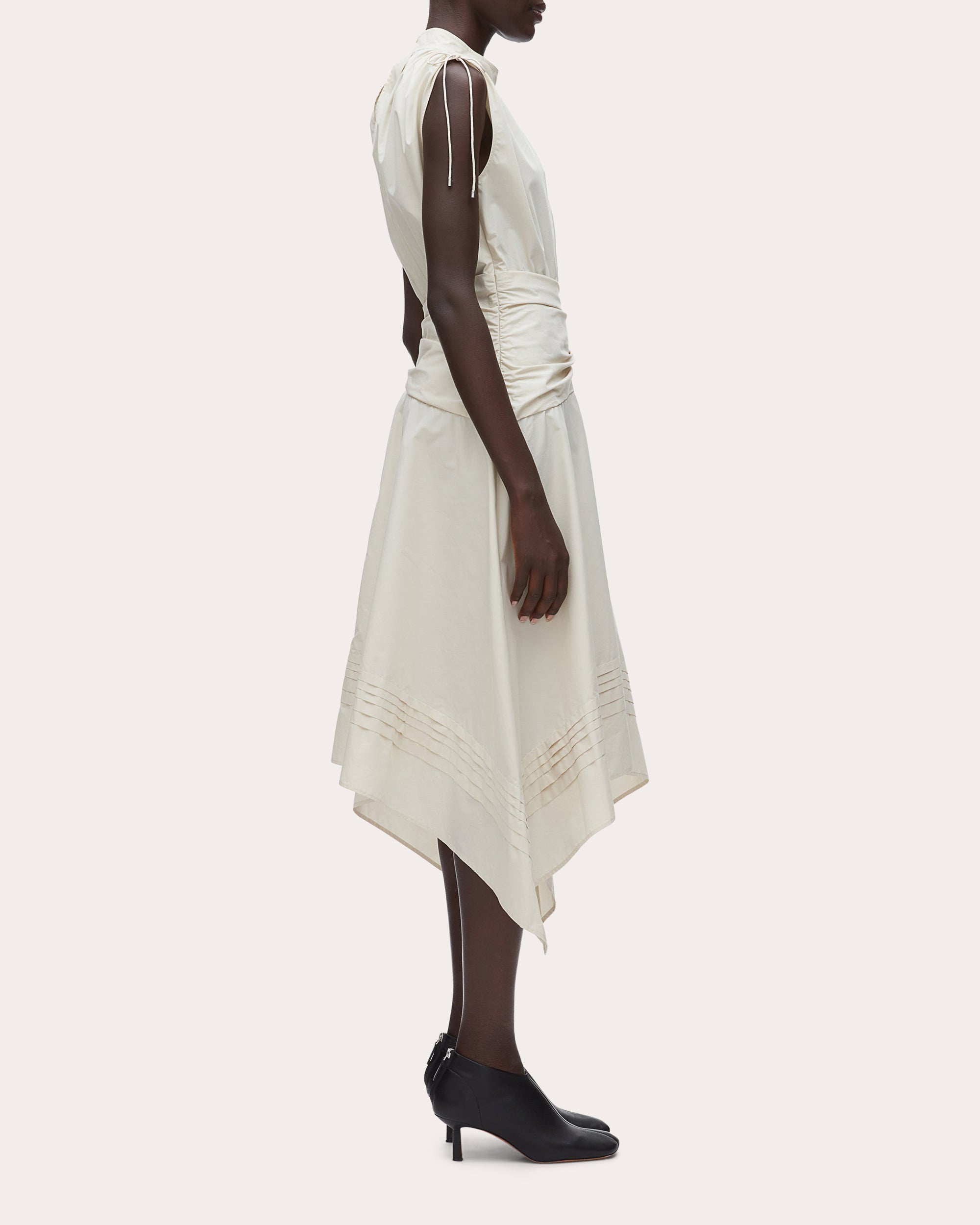 Cotton Poplin Ruched Handkerchief Dress