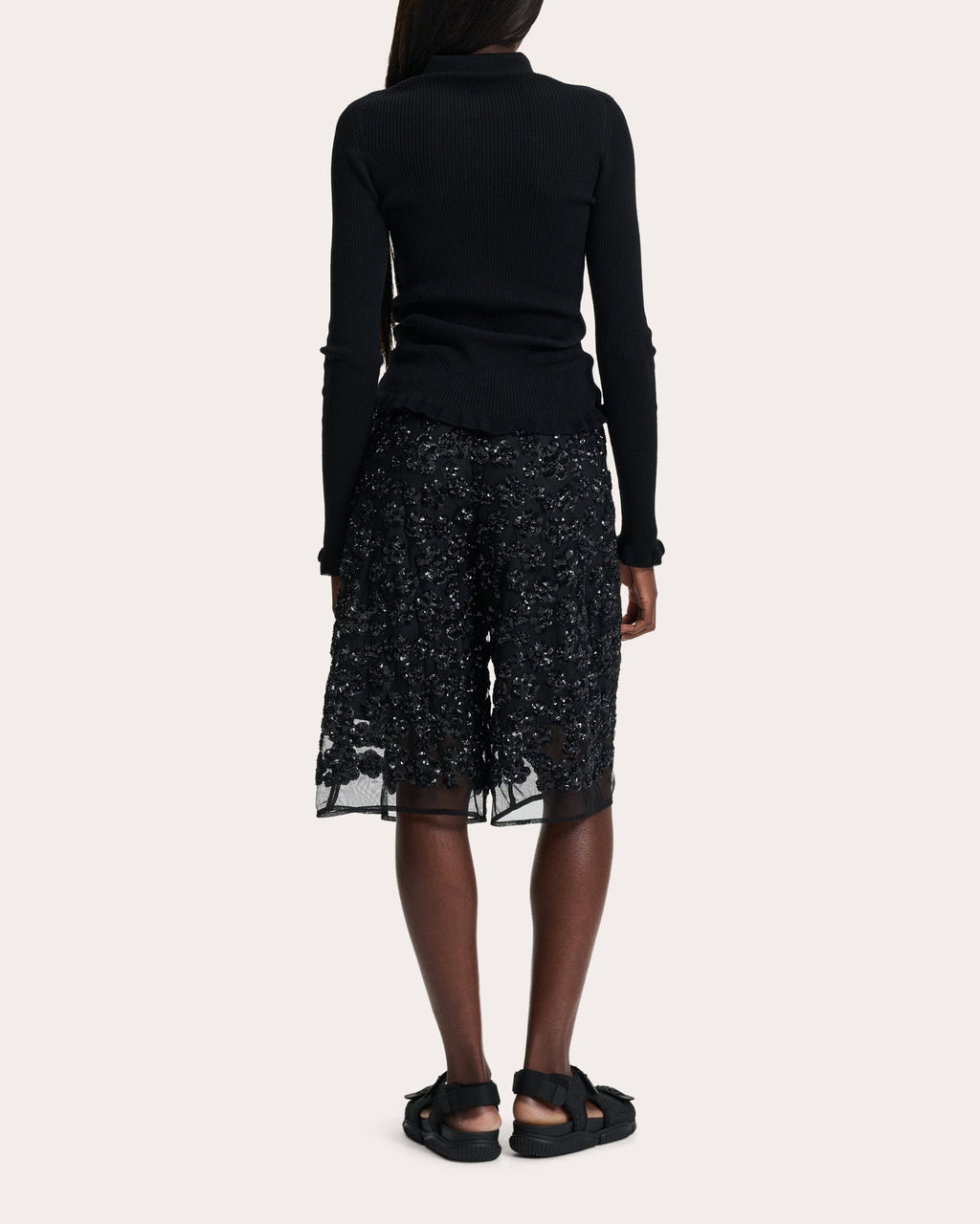 Angelica Floral Sequin-Embellished Shorts