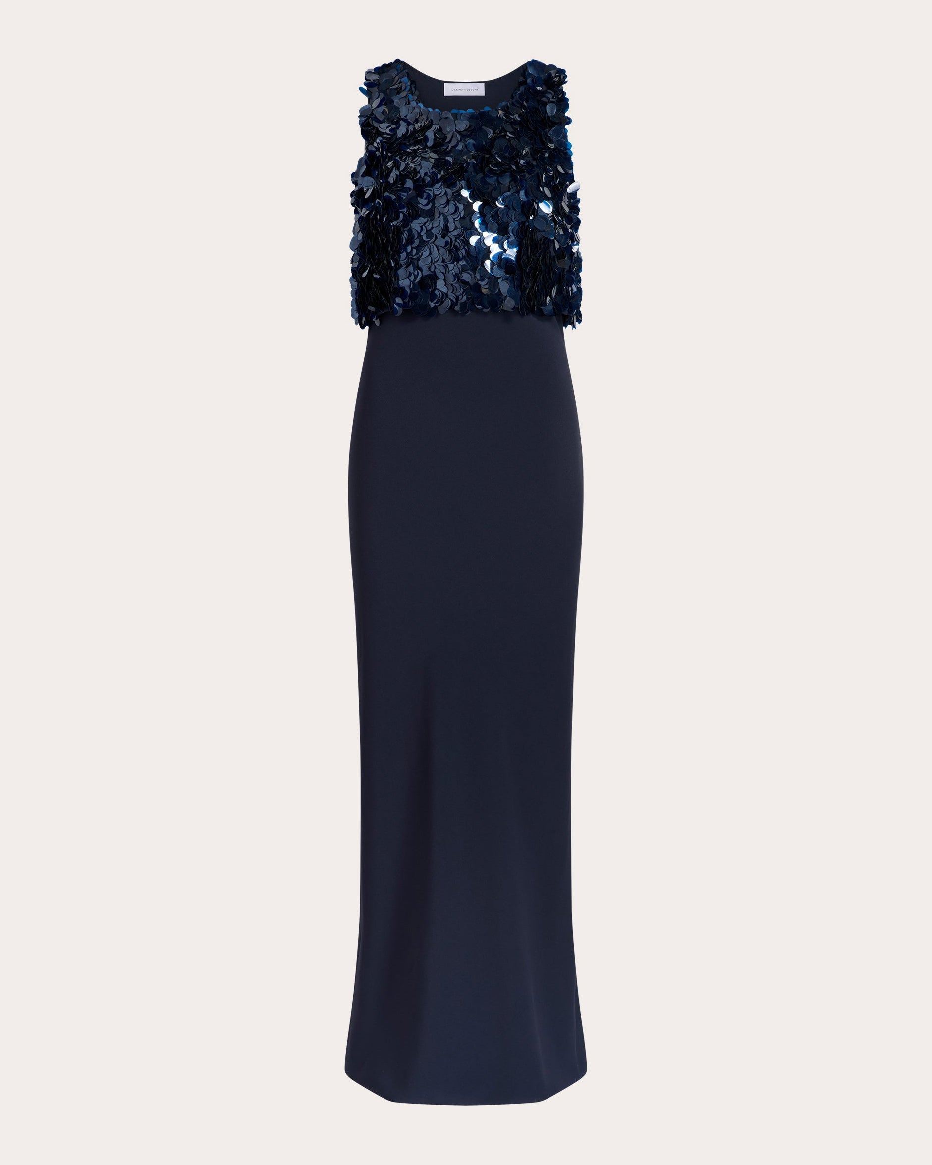 Sequin Paillette Crepe Bias Column Dress