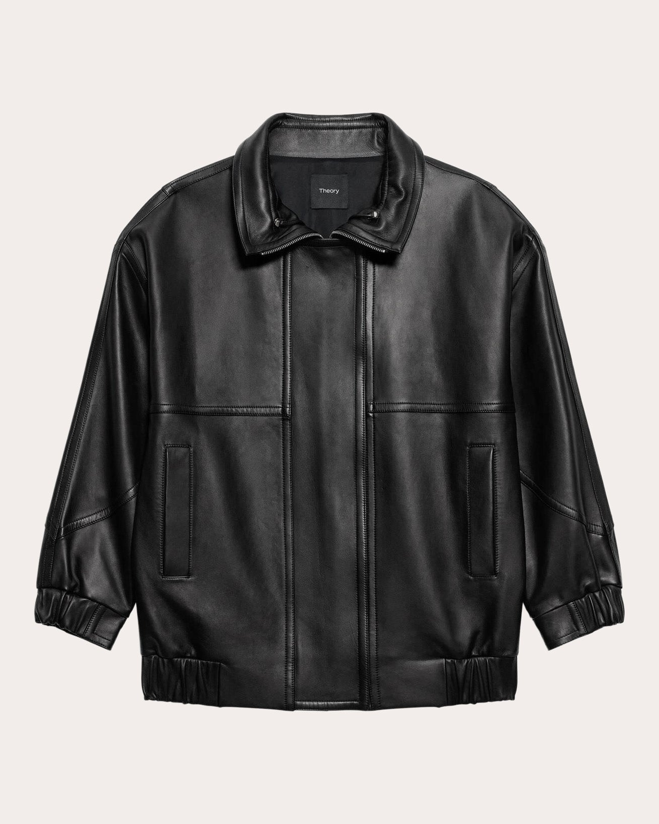 Cinched Oversized Leather Jacket