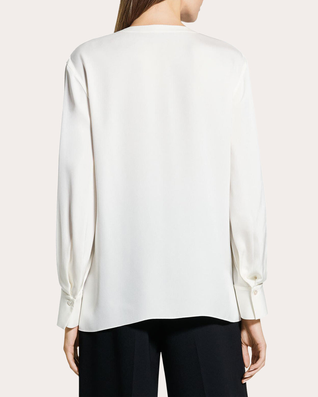 Silk Georgette Blouson-Sleeve Blouse
