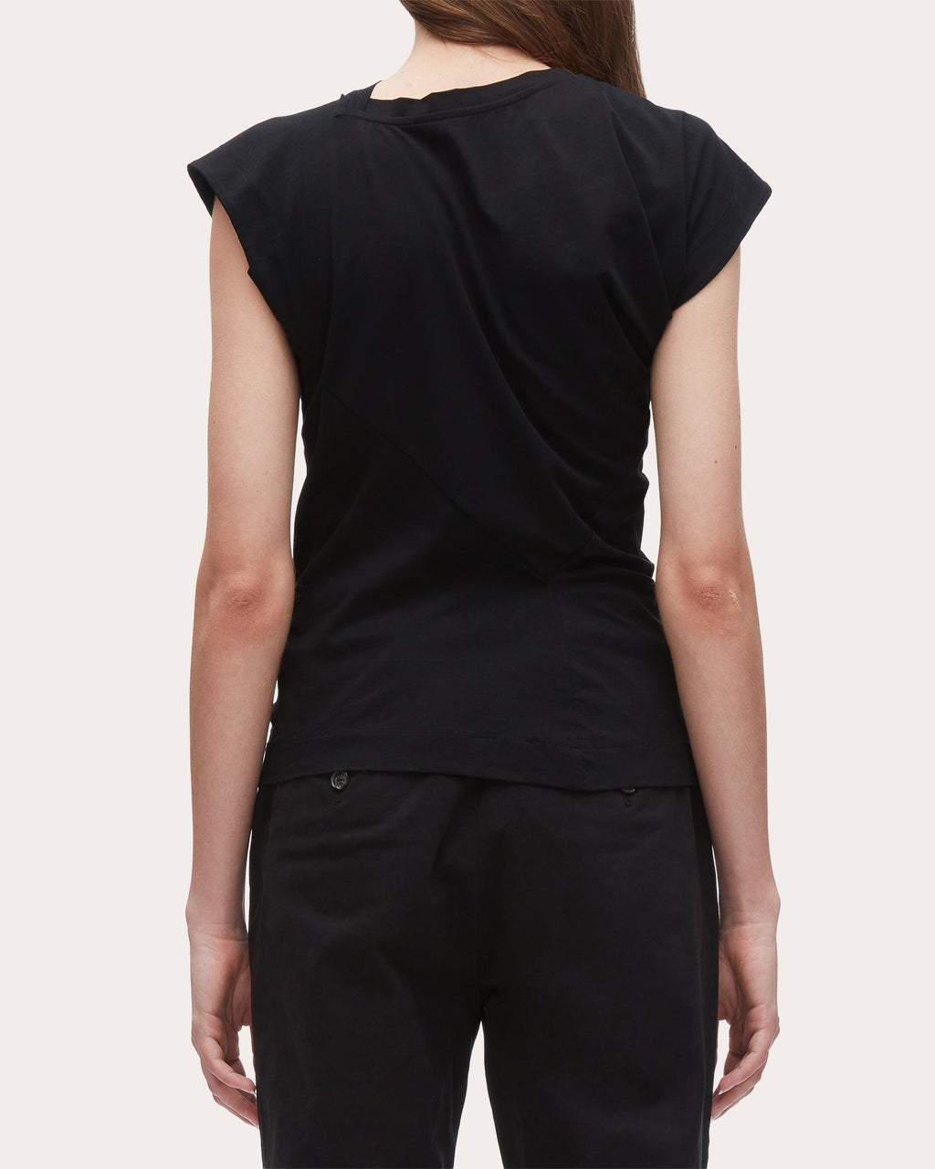 Cotton Jersey Draped Asymmetric T-Shirt