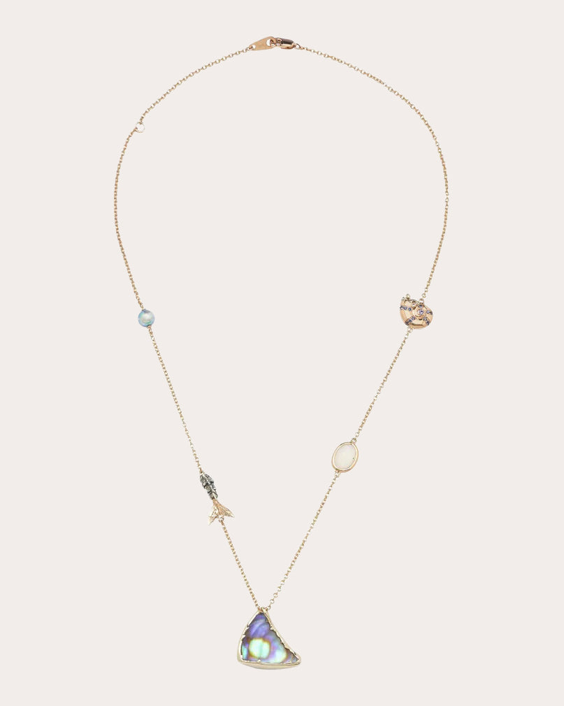 Opal & Mother of Pearl Fin Pendant Necklace