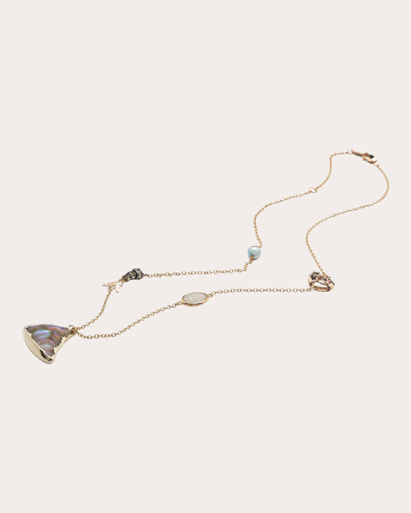 Opal & Mother of Pearl Fin Pendant Necklace
