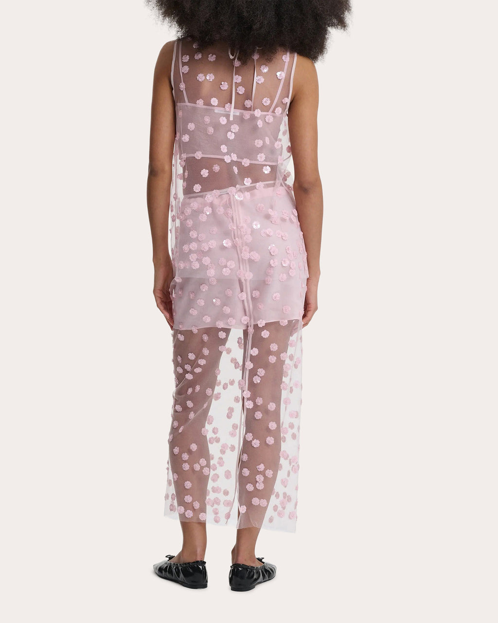Gus Sequin Floral Sheer Tulle Pencil Skirt