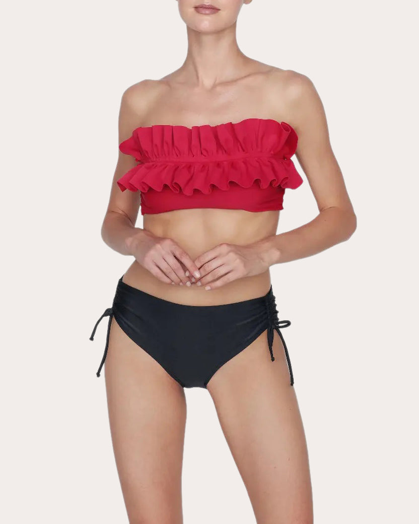 Harper Ruched Mid-Rise Bikini Bottoms