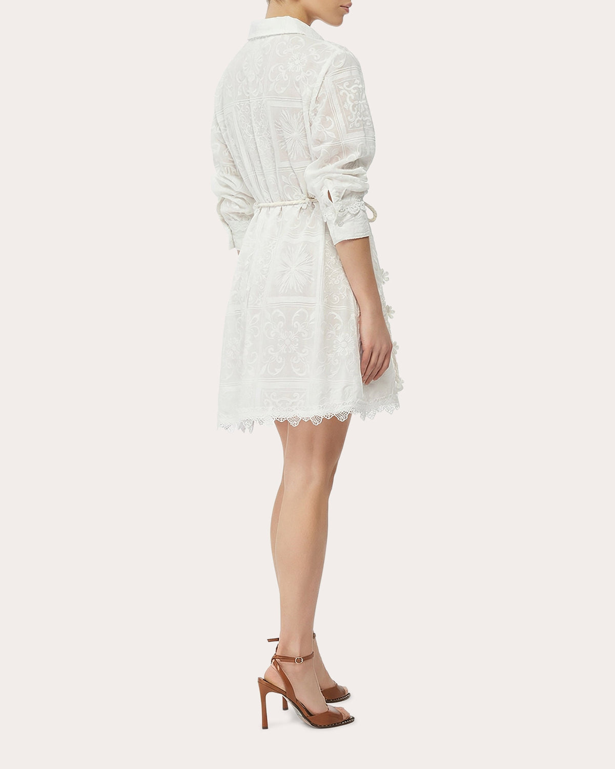 Alloria Embroidered Patchwork Shirt Dress