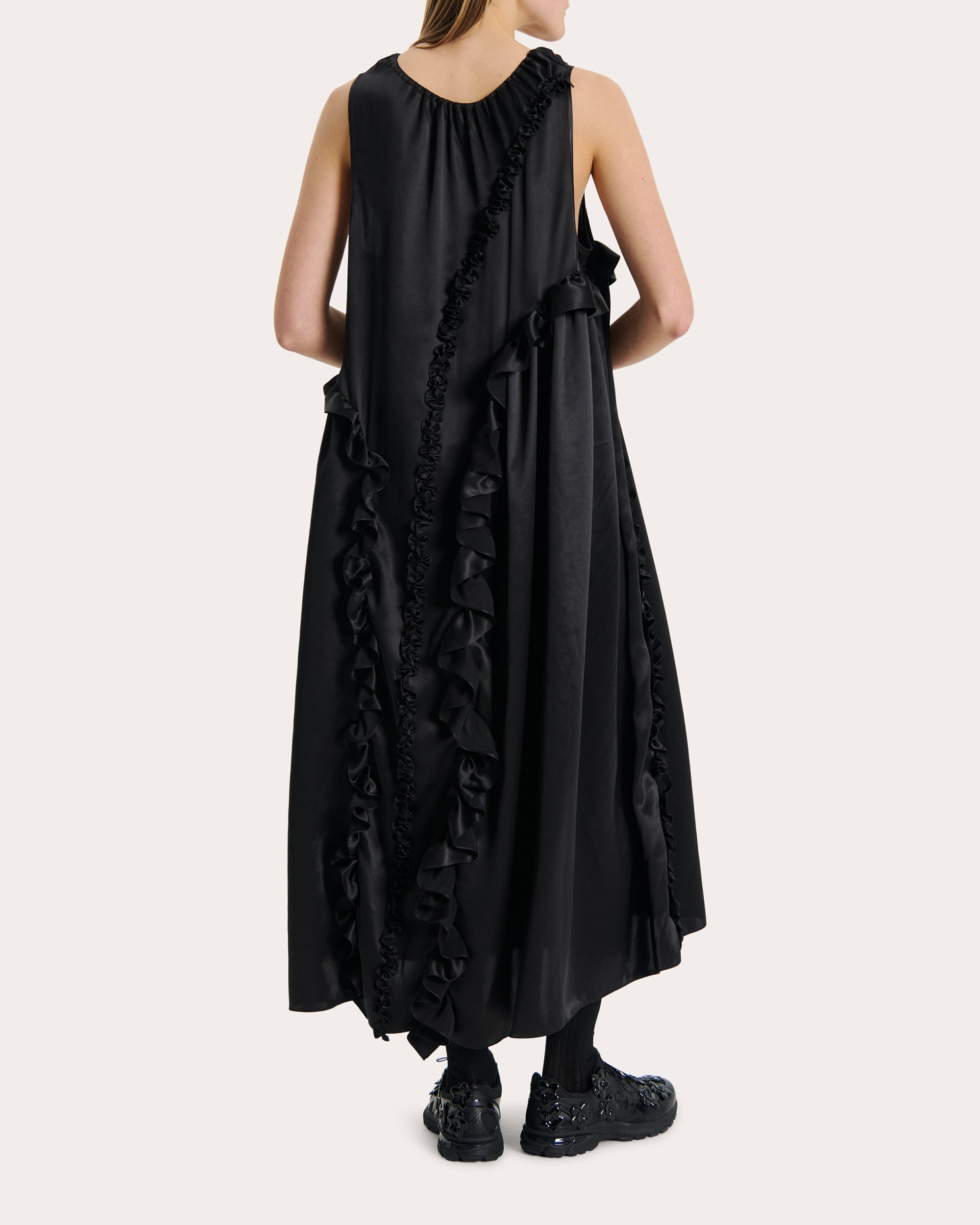 Opal Ruffled Silk-Satin Midi Dress