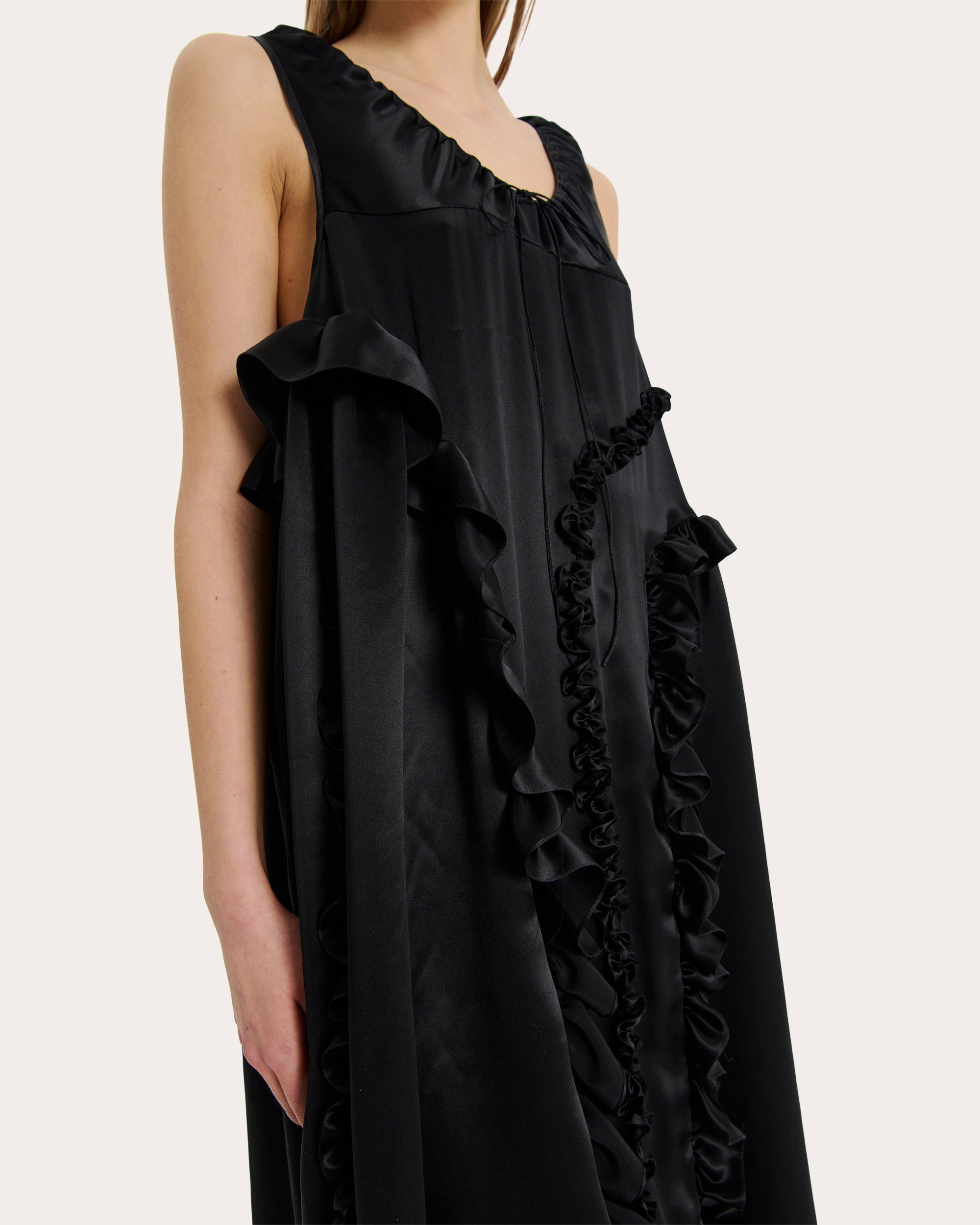 Opal Ruffled Silk-Satin Midi Dress