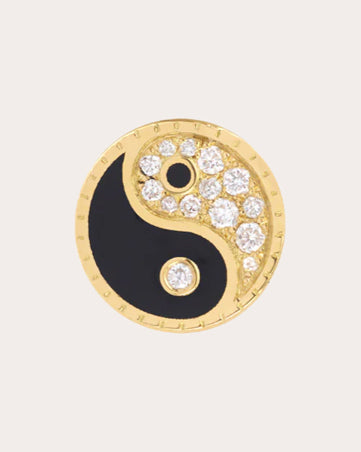 Diamond & 18k Gold Yin Yang Stud Earring