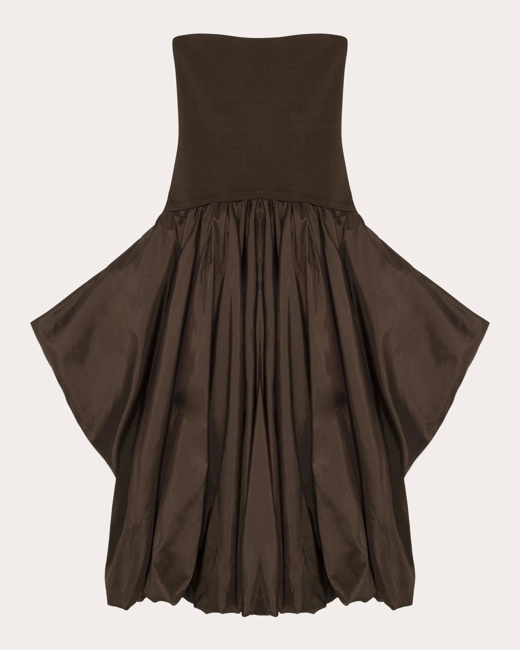 Izzy Knit Taffeta Gathered Strapless Midi Dress