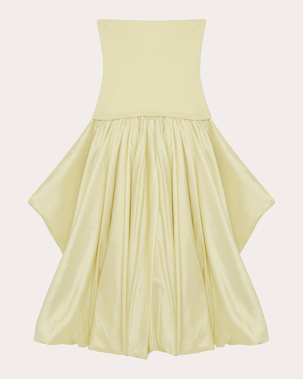 Izzy Knit Taffeta Gathered Strapless Midi Dress