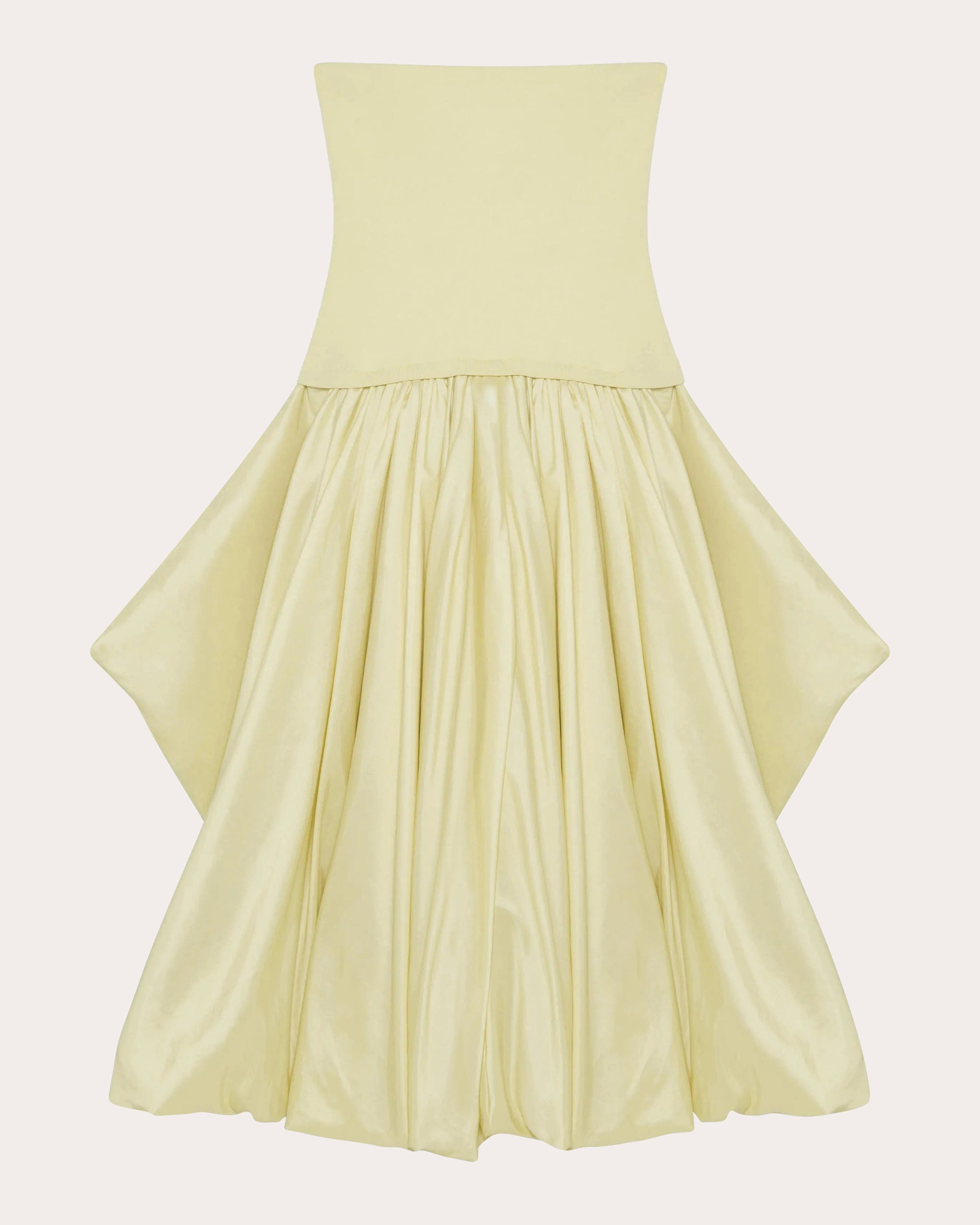 Izzy Knit Taffeta Gathered Strapless Midi Dress