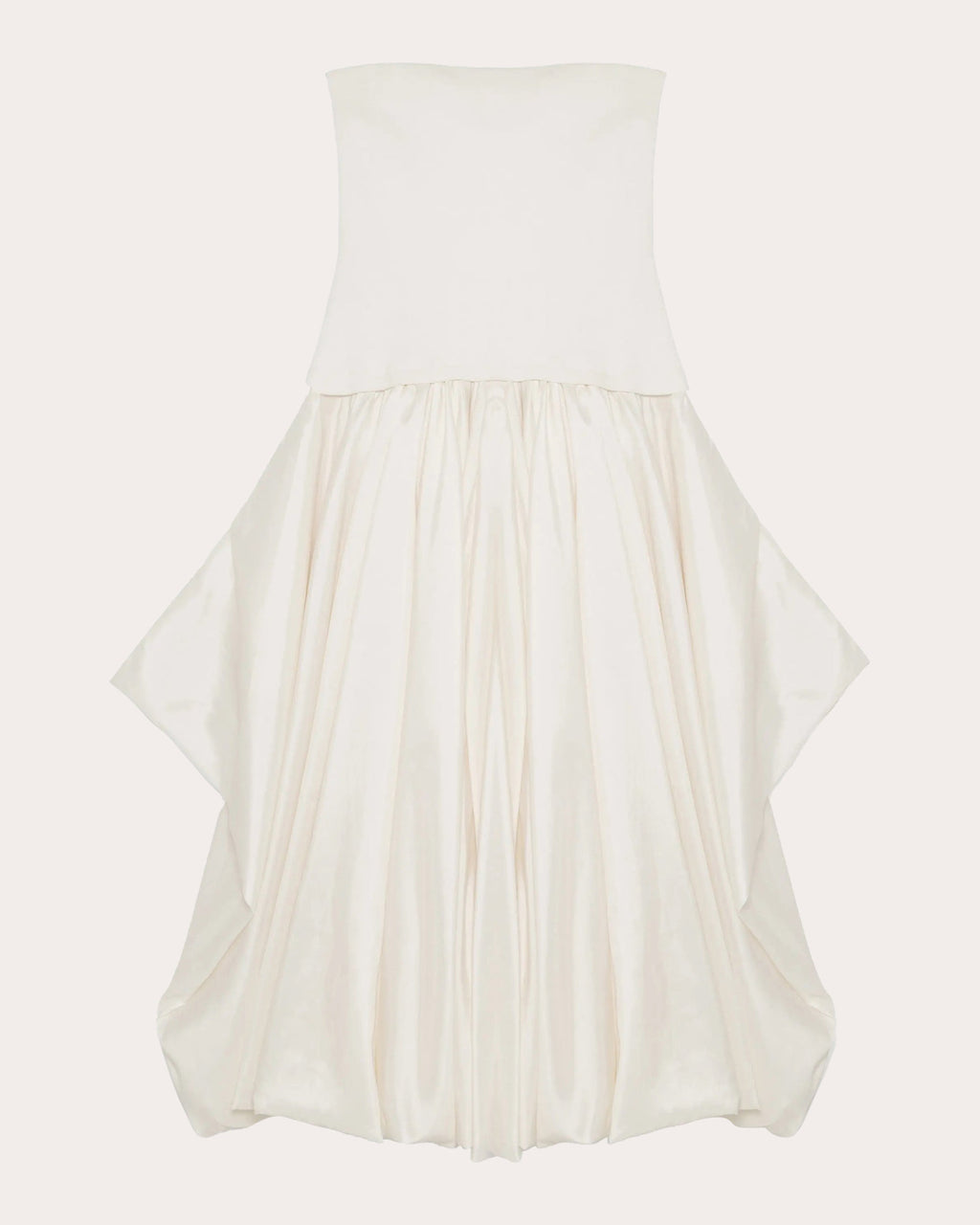 Izzy Knit Taffeta Gathered Strapless Midi Dress