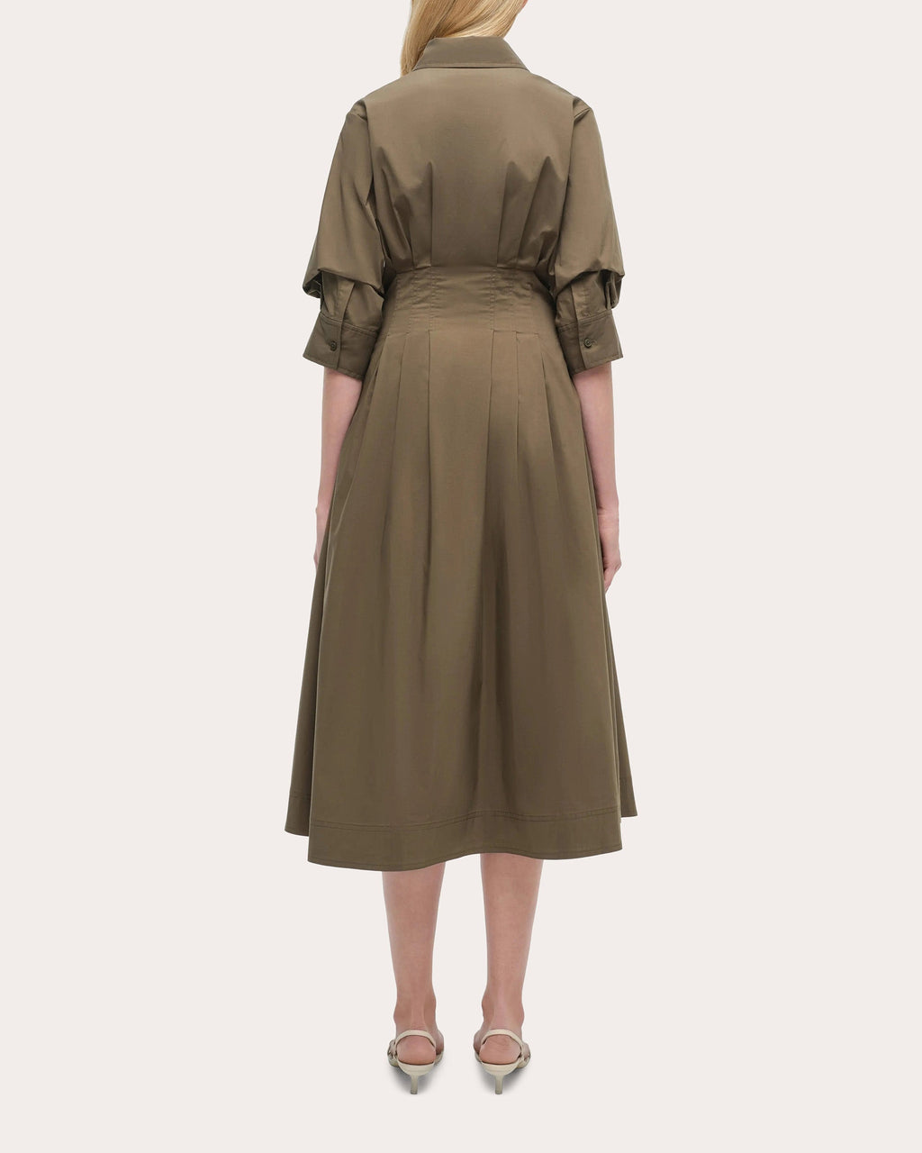 Jazz Pleated Poplin Midi Shirt Dress