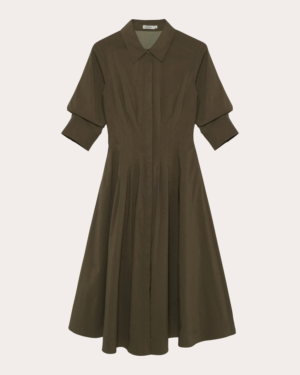 Jazz Pleated Poplin Midi Shirt Dress
