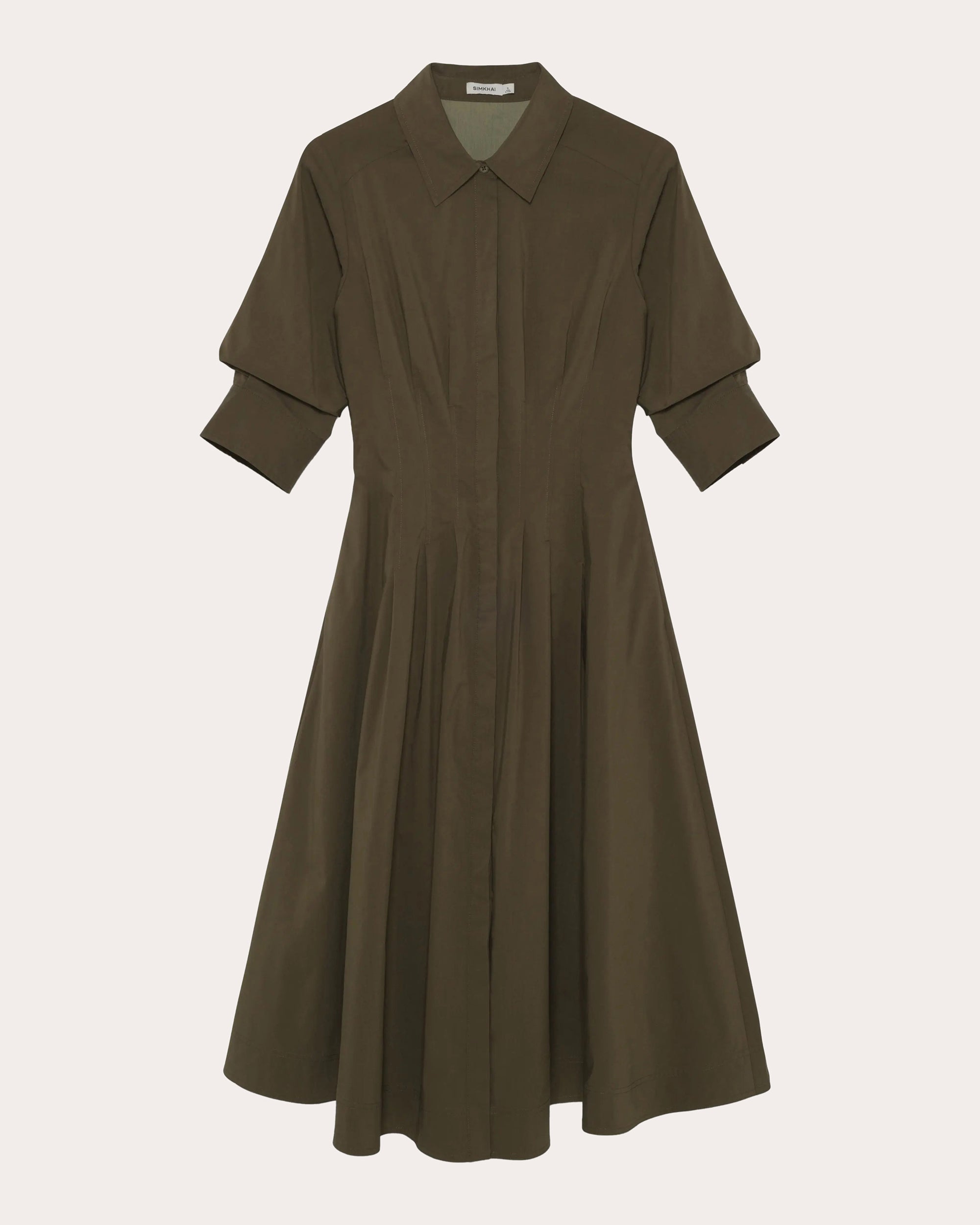 Jazz Pleated Poplin Midi Shirt Dress