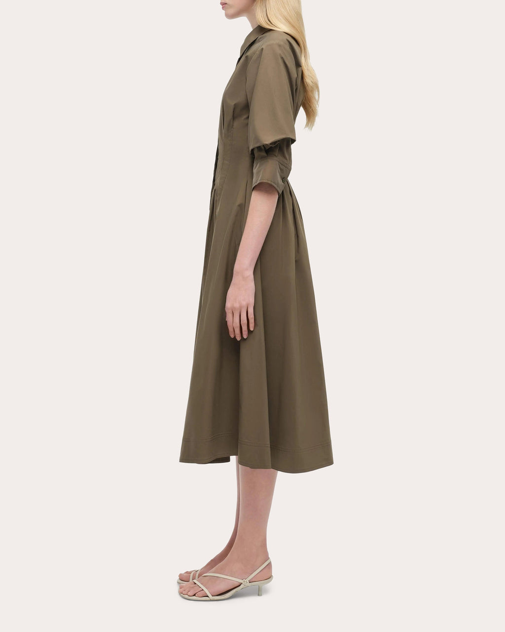Jazz Pleated Poplin Midi Shirt Dress