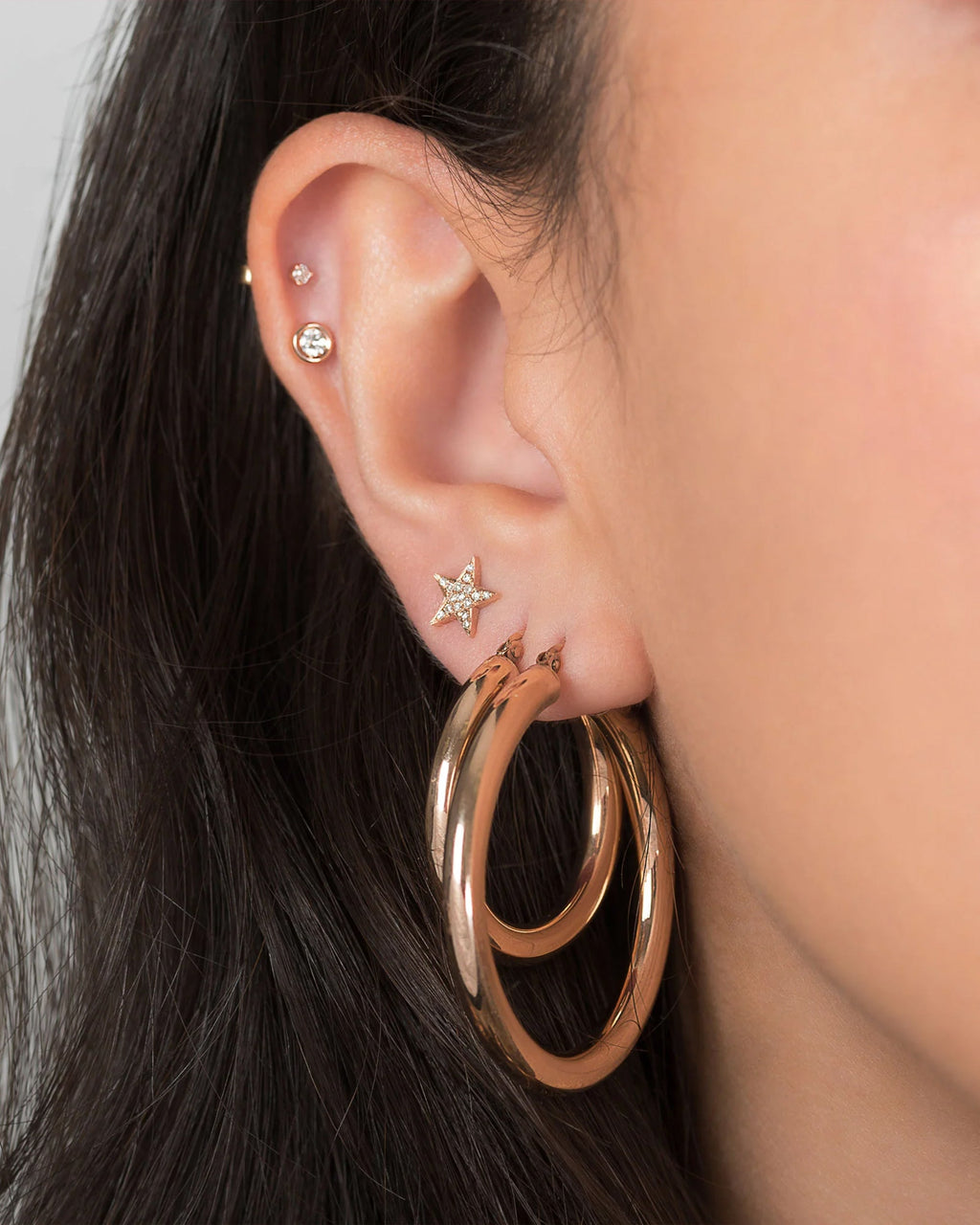 14k Gold Medium Tubular Hoop Earrings