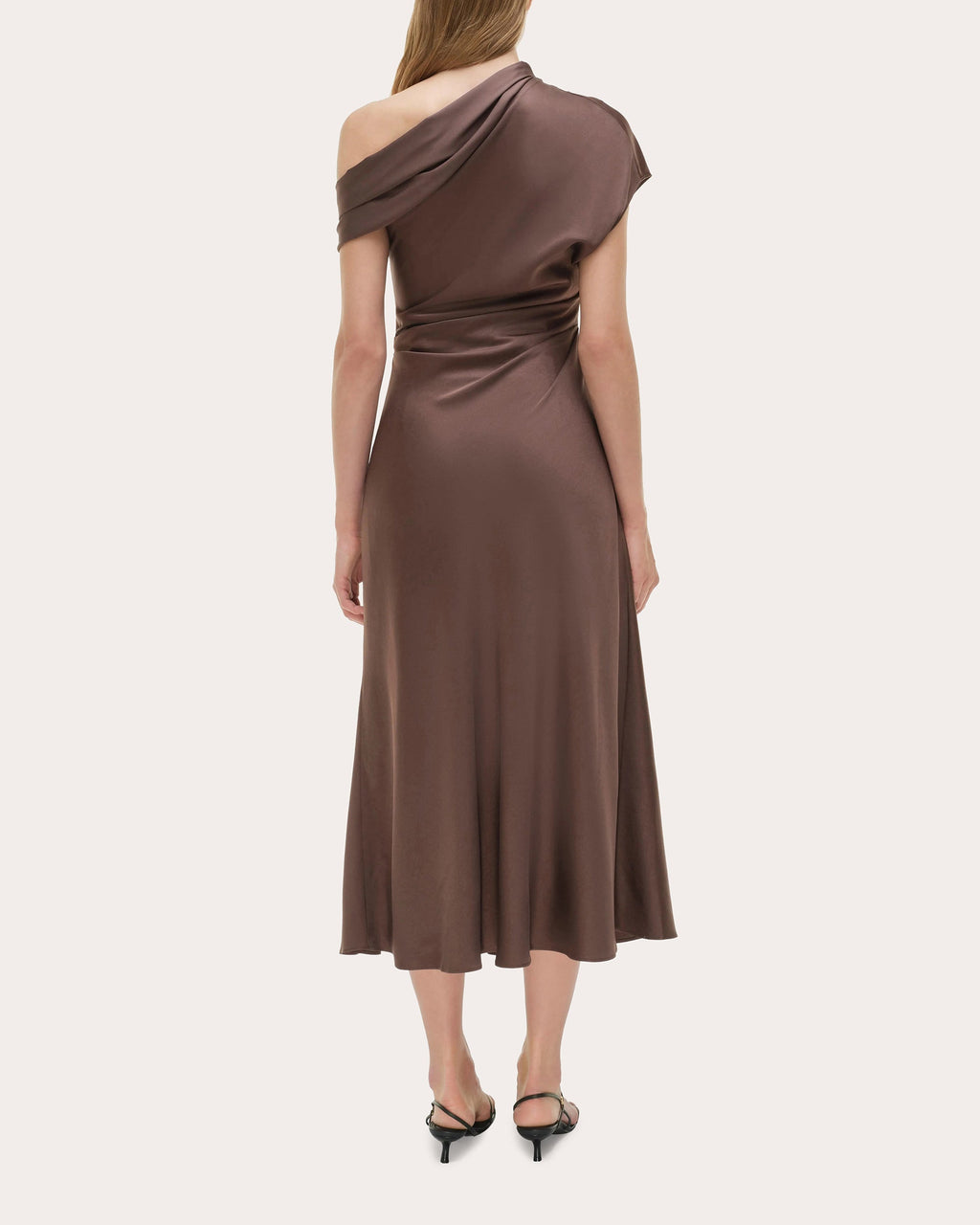Joanna Satin Draped Asymmetric Midi Dress