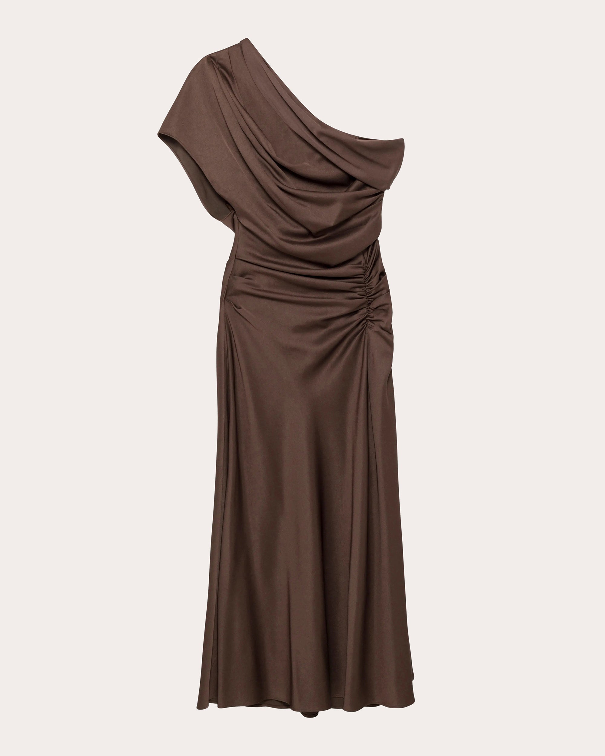 Joanna Satin Draped Asymmetric Midi Dress