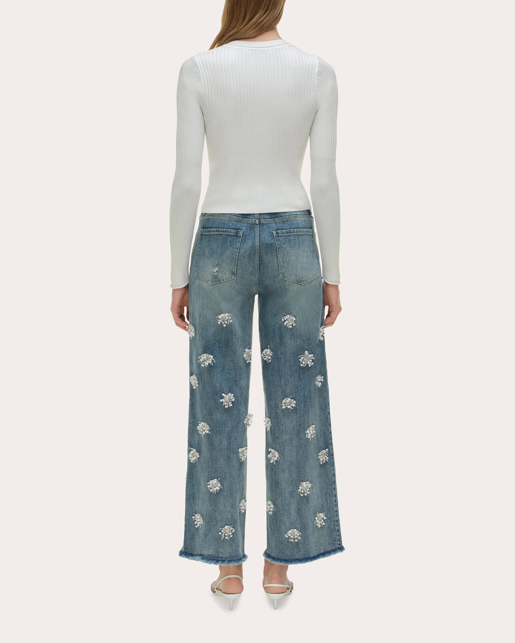 Jude Crystal Cropped Wide-Leg Jeans