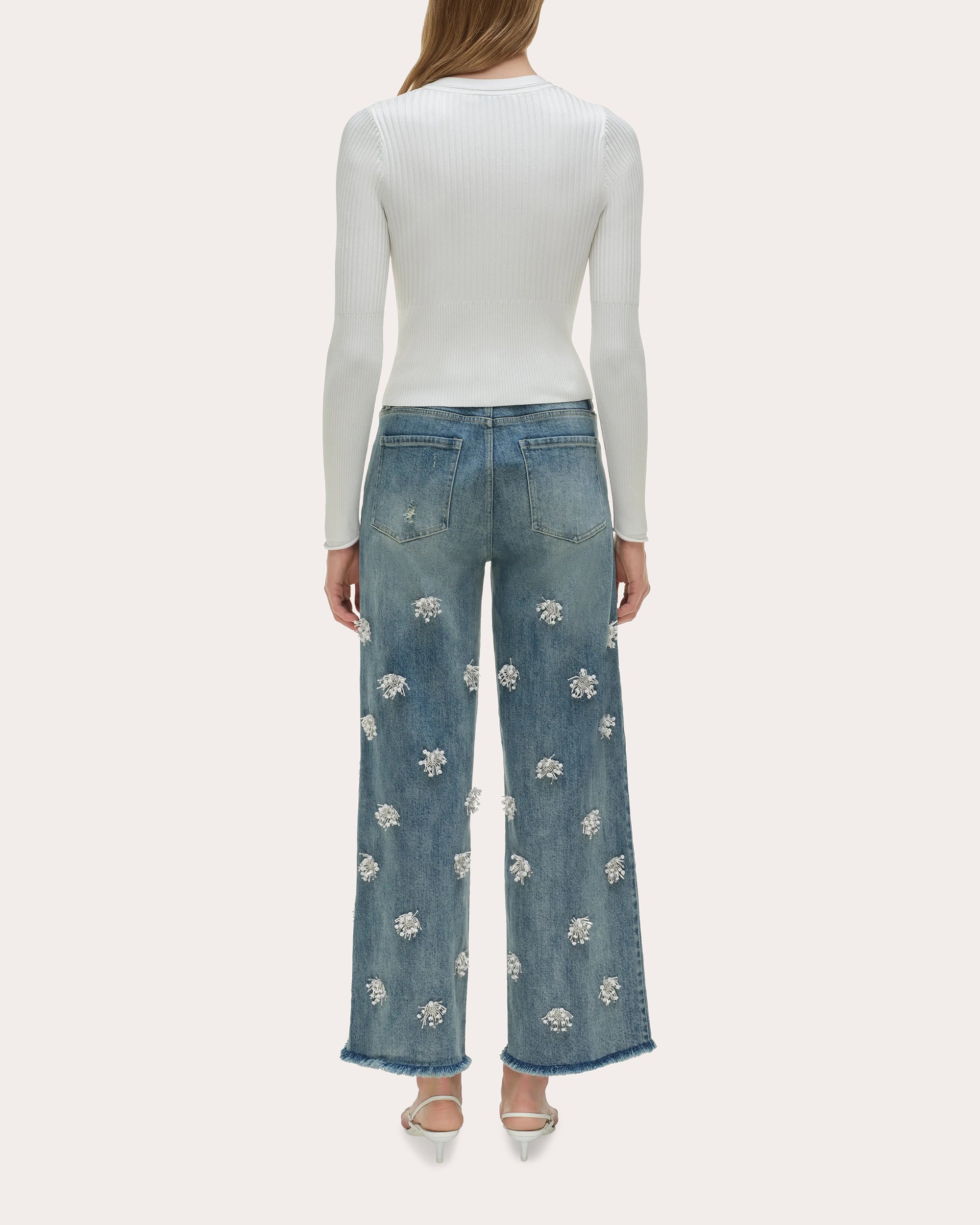 Jude Crystal Cropped Wide-Leg Jeans