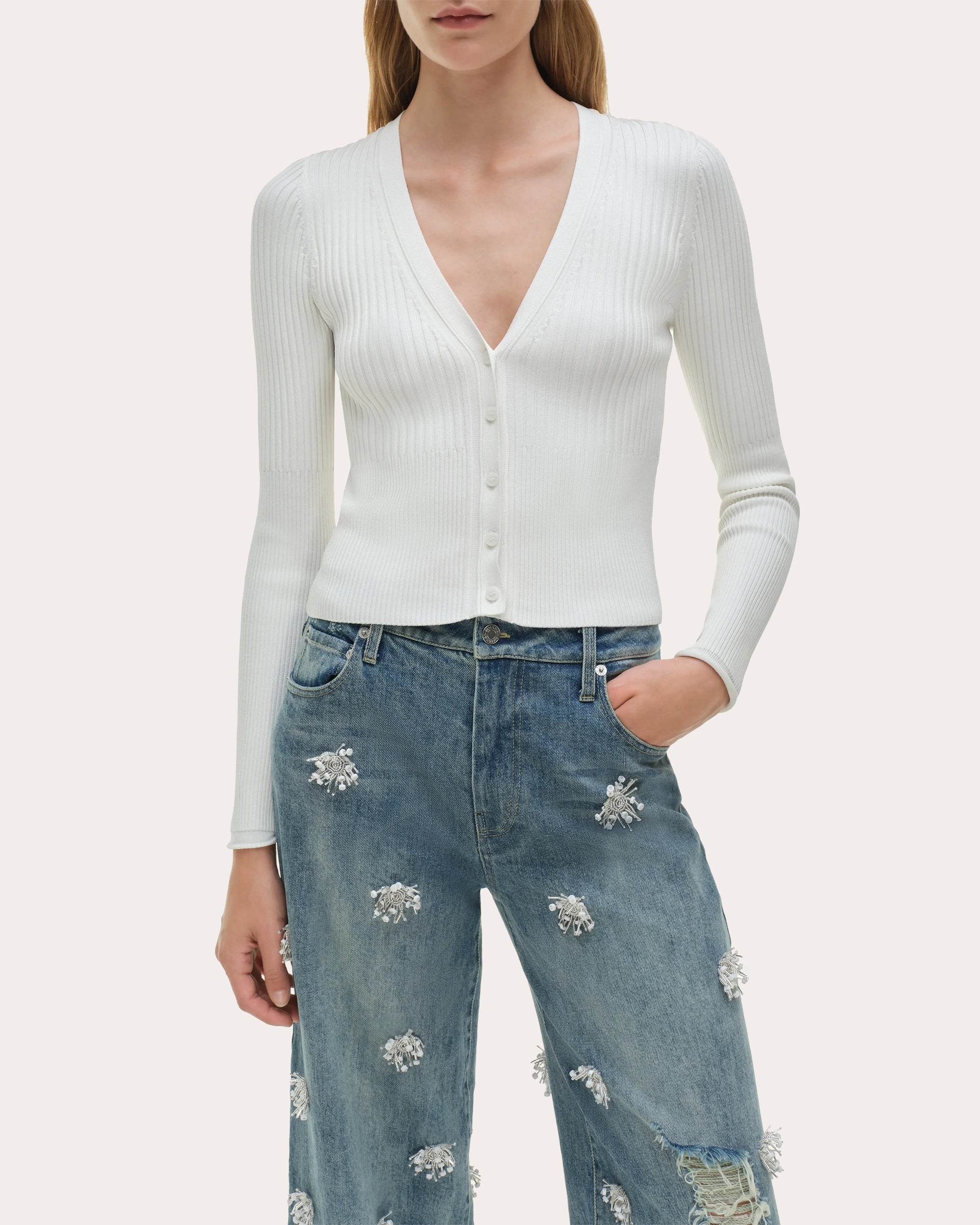Jude Crystal Cropped Wide-Leg Jeans