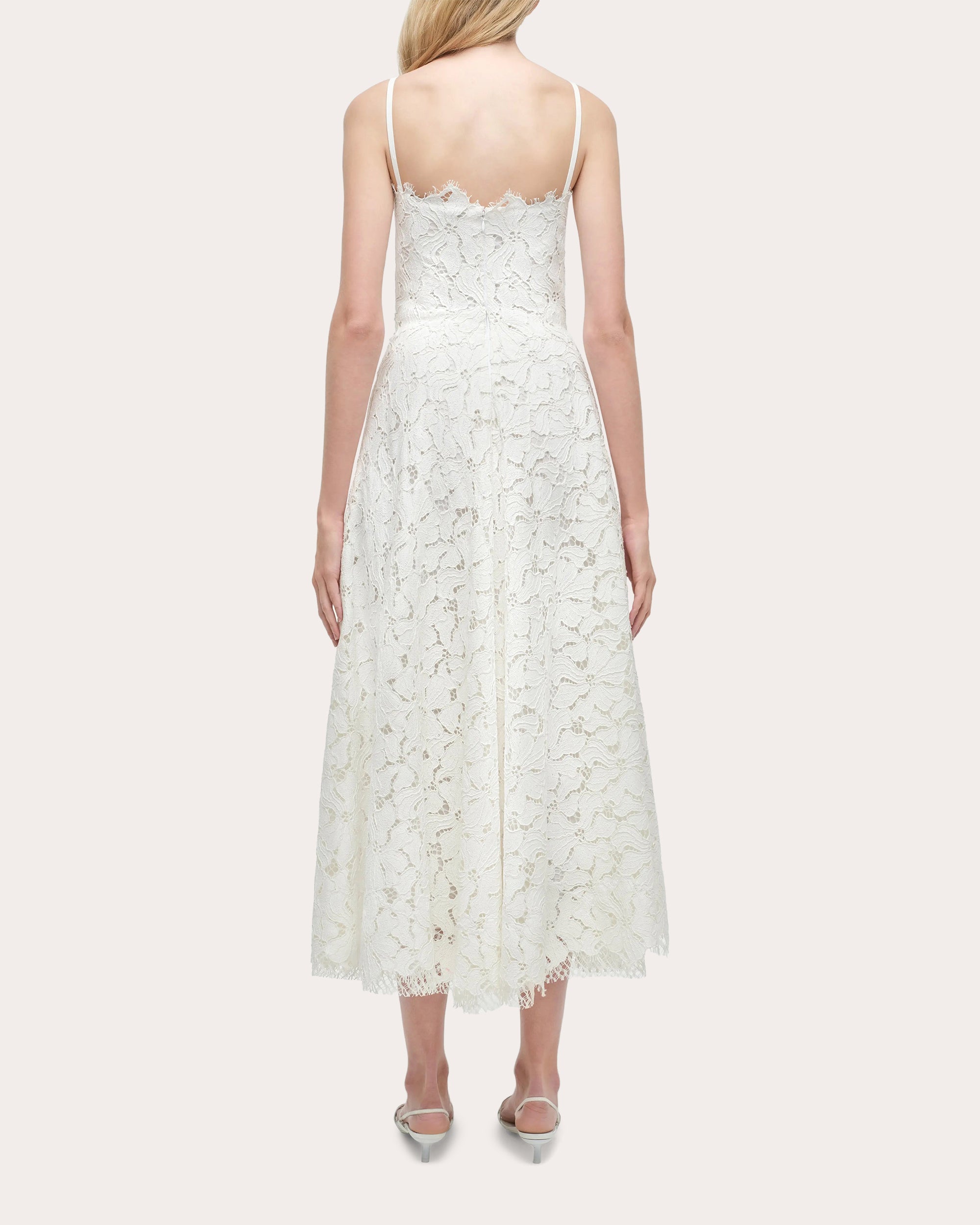 Julia Corded Floral Lace Sweetheart Midi Dress