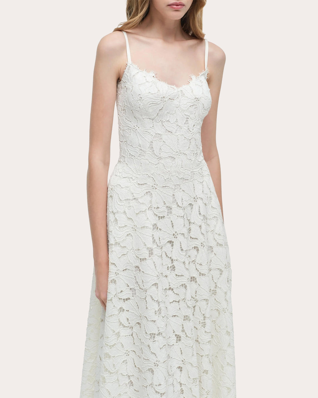 Julia Corded Floral Lace Sweetheart Midi Dress