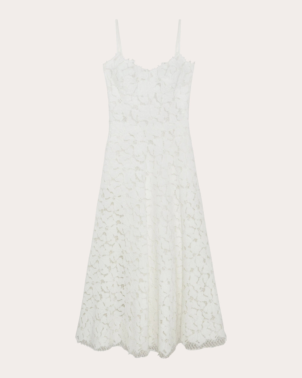 Julia Corded Floral Lace Sweetheart Midi Dress