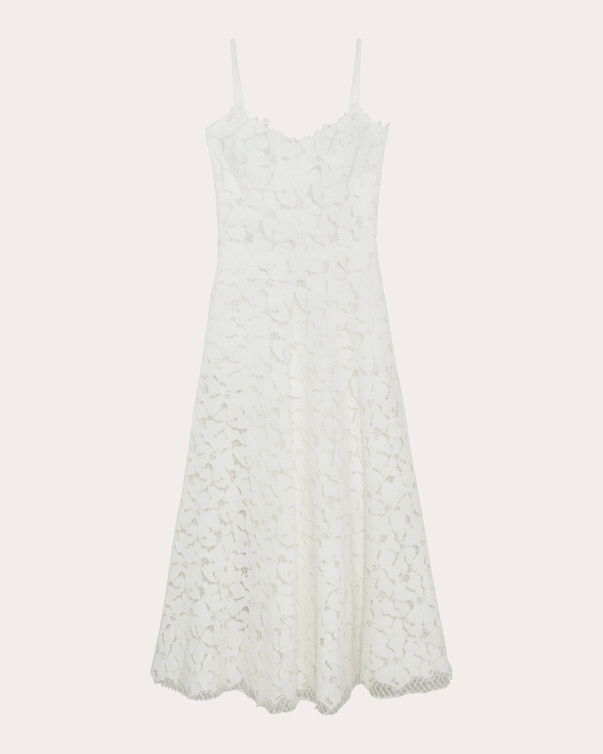 Julia Corded Floral Lace Sweetheart Midi Dress