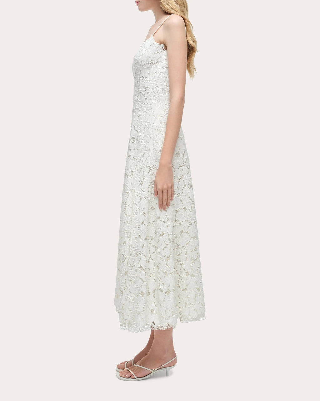 Julia Corded Floral Lace Sweetheart Midi Dress