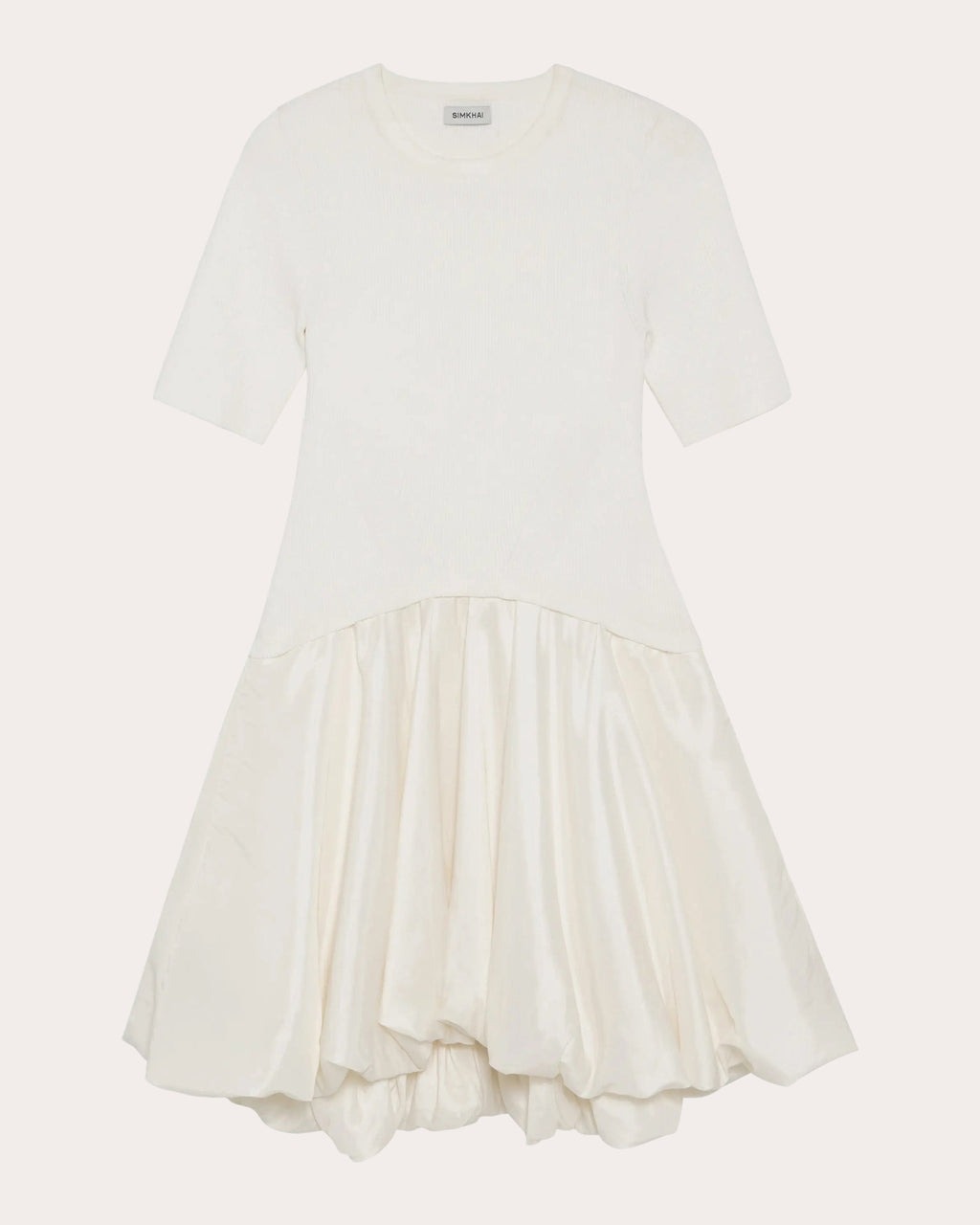 Kenny Knit Taffeta Combo Gathered Mini Dress
