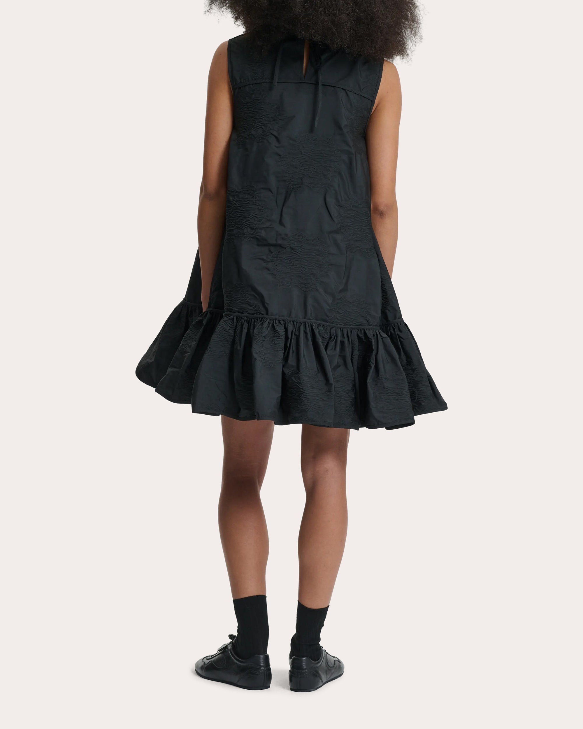 Lala Borus Jacquard Ruffle Shift Dress