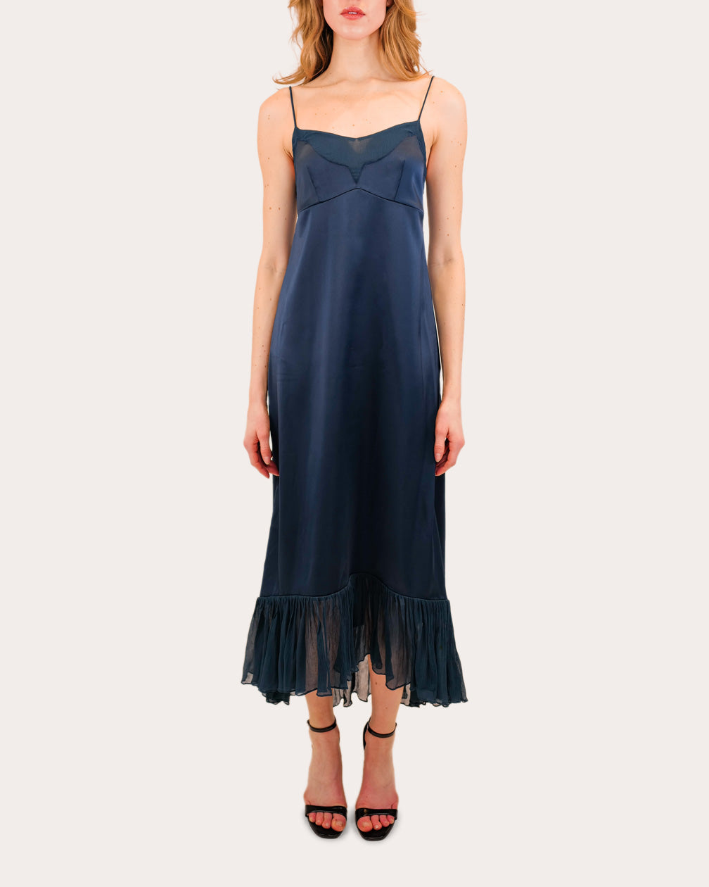 Layla Satin Chiffon A-Line Midi Dress