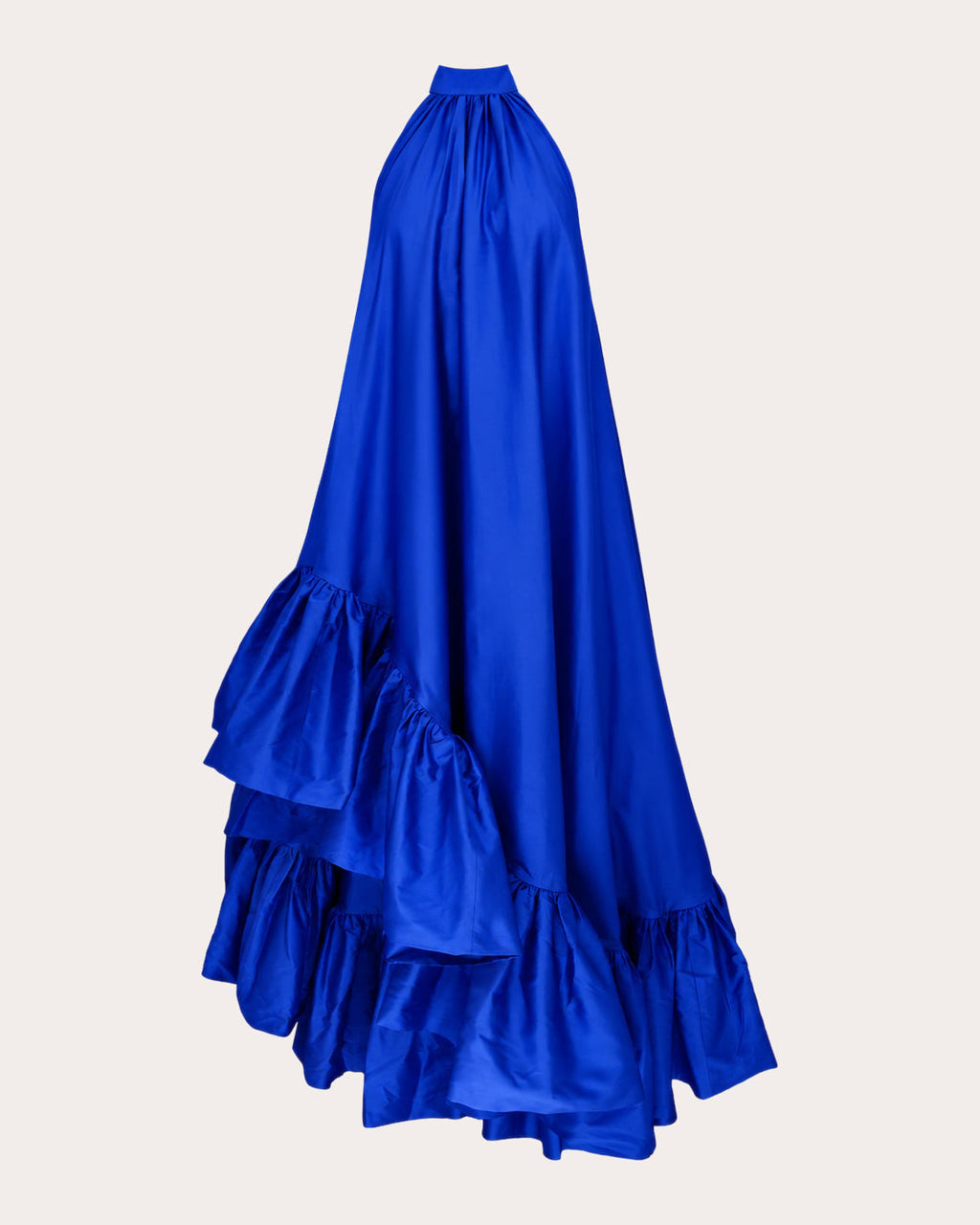 Lucas Taffeta Asymmetric Ruffle Gown
